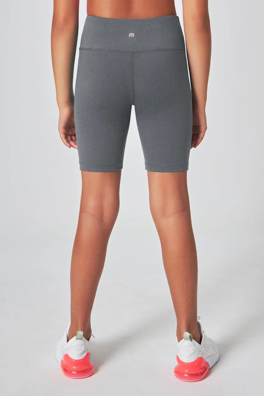 The Girls' Active Soft GRS Certified Recycled Poly Bike Short - Heather Gray sold by Mondetta product image thumbnail 2