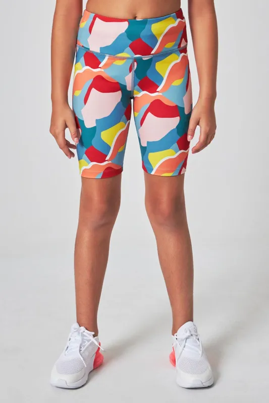 The Girls' Active Soft GRS Certified Recycled Poly Bike Short - Joyful Multi sold by Mondetta