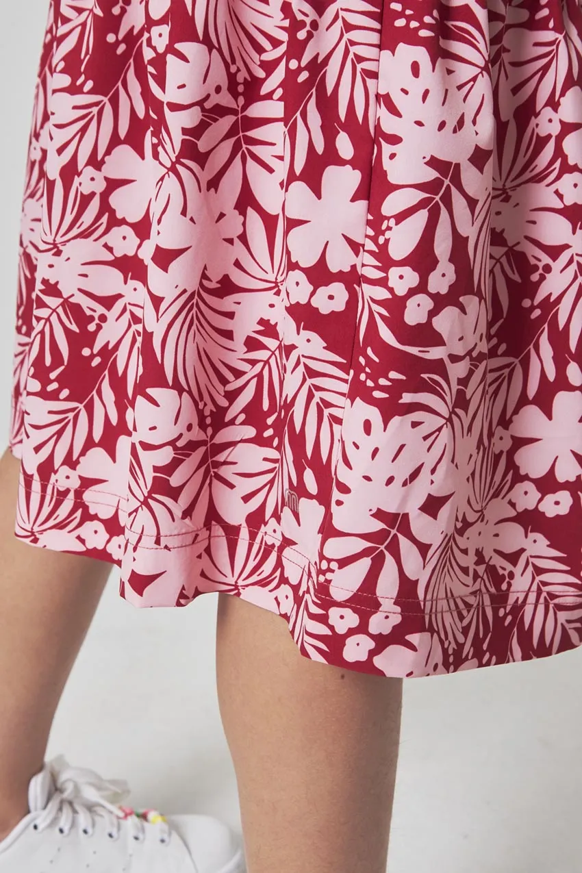 The Girls' Soft Luxe GRS Certified Recycled Poly 3-Tier Dress - Red Hibiscus Print sold by Mondetta product image thumbnail 3