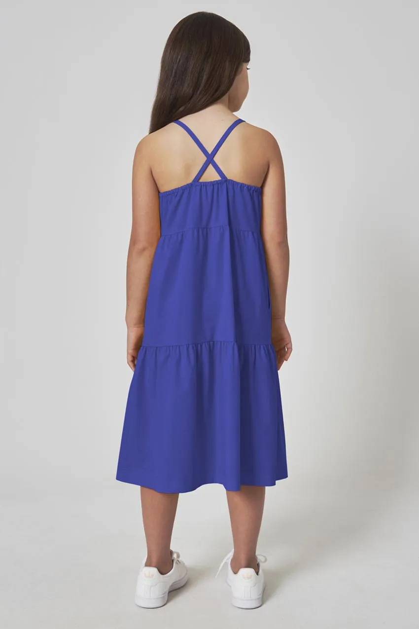 The Girls' Soft Luxe GRS Certified Recycled Poly 3-Tier Dress - Royal Blue sold by Mondetta product image thumbnail 2