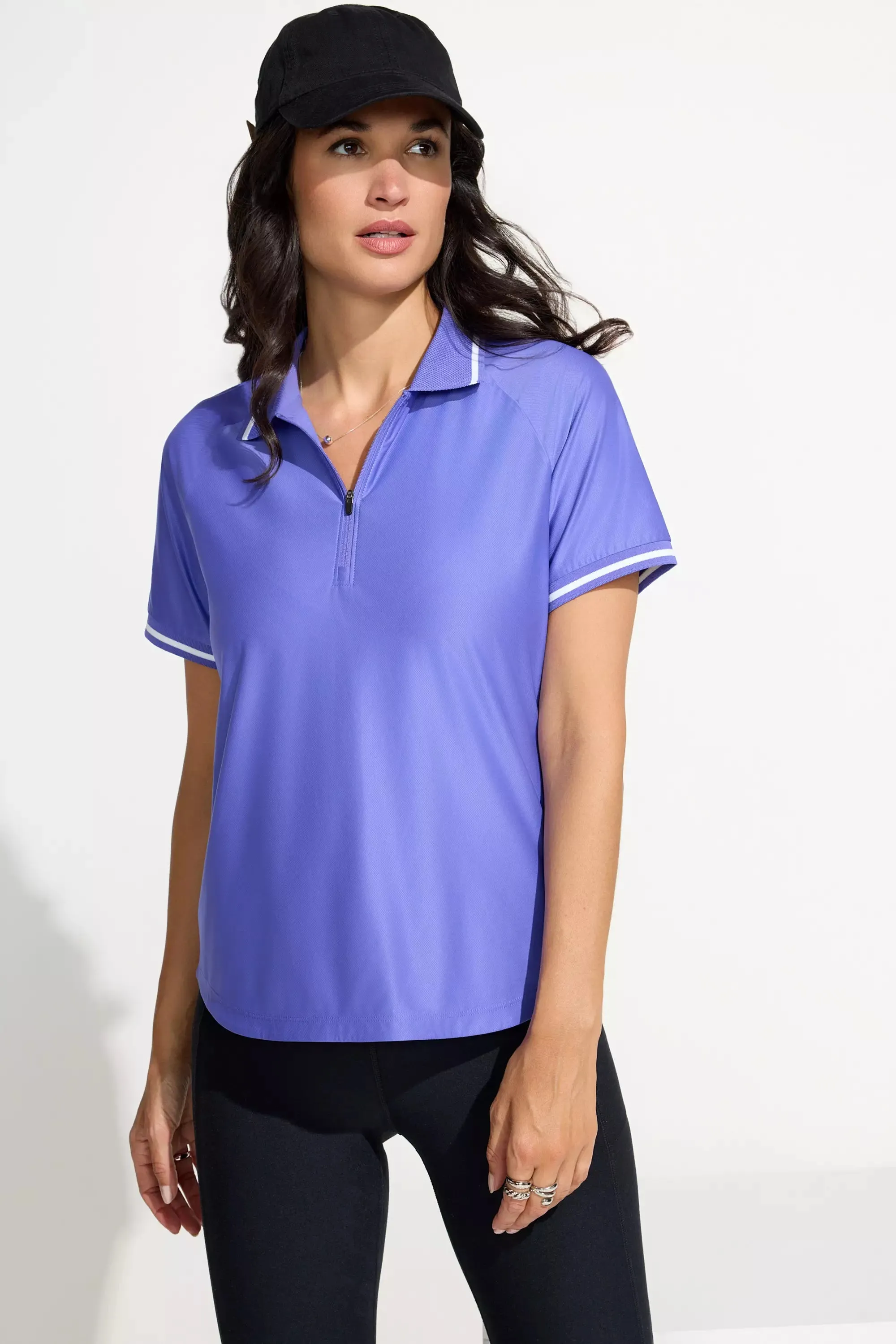 The Active GRS Certified Recycled Poly Diamond Knit Polo - Periwinkle Blue sold by Mondetta