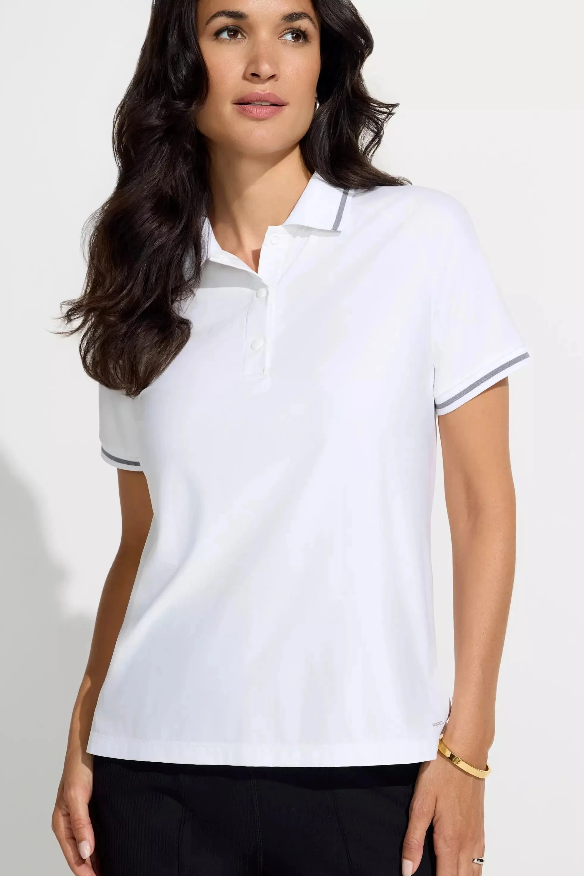 The Active GRS Certified Recycled Poly Diamond Knit Polo - White sold by Mondetta product image thumbnail 2