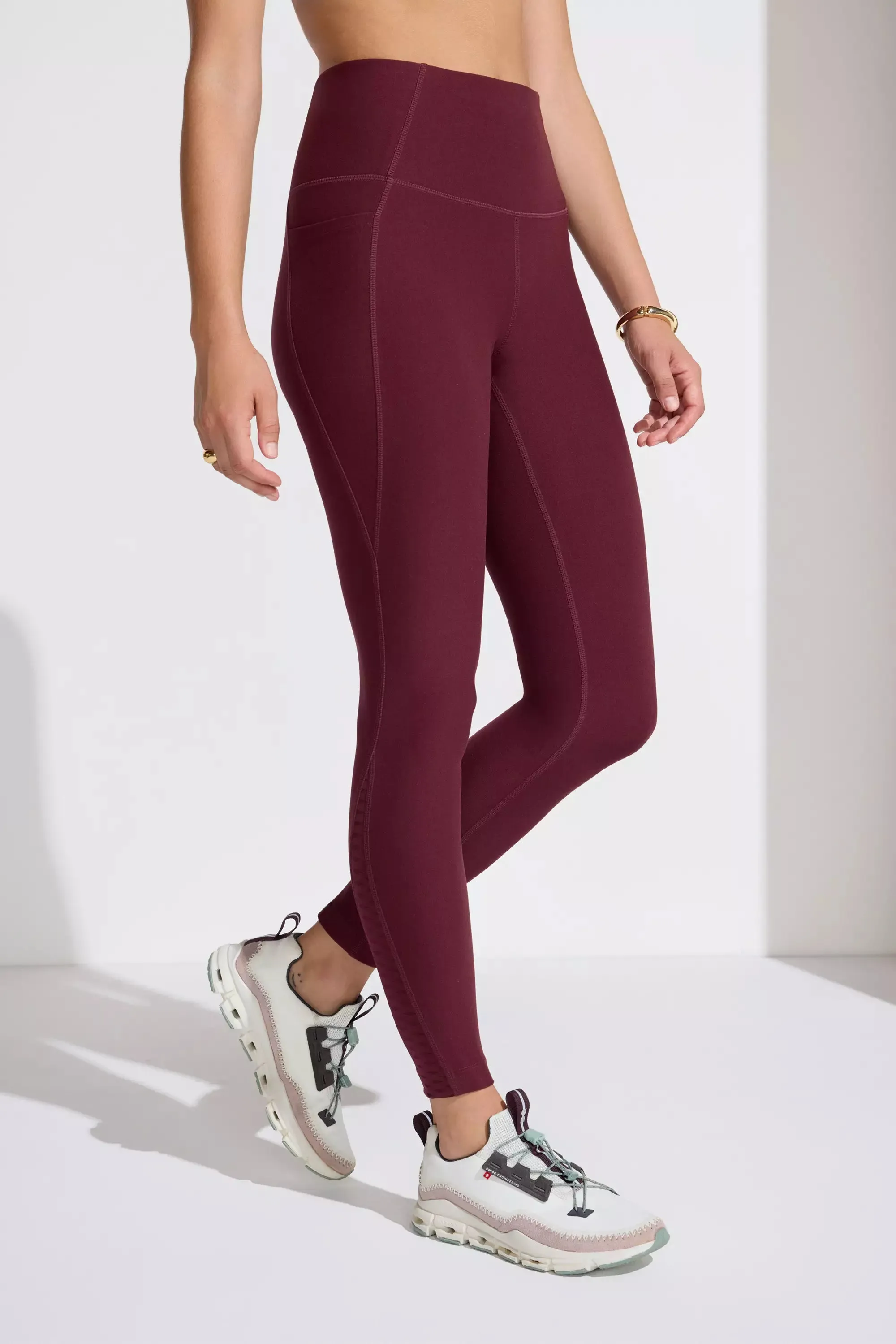 The Active Stretch GRS Certified Recycled Poly Basket Weave Legging - Deep Wine Red sold by Mondetta product image thumbnail 3
