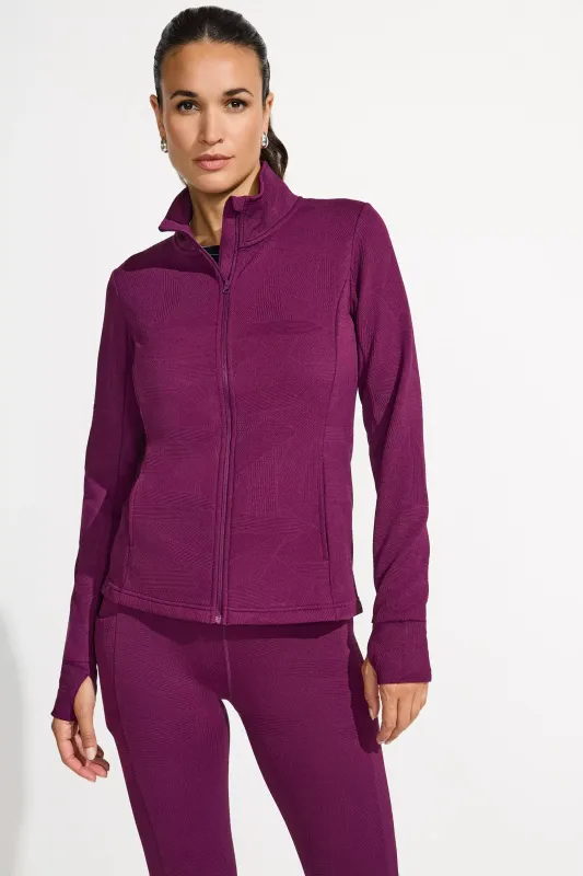 Women’s Geo Jacquard Full-Zip Jacket - Potent Purple sold by Mondetta