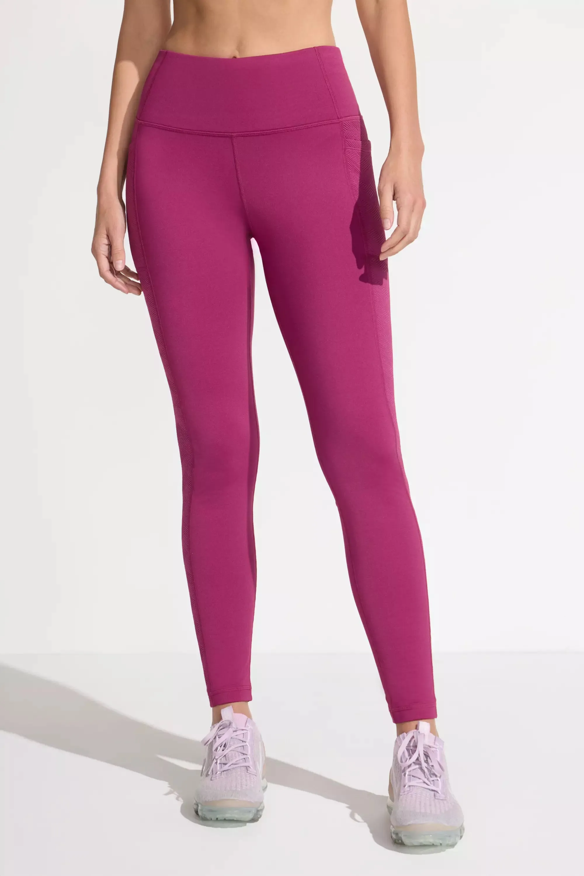 The Jacquard Panel GRS Certified Recycled Poly Legging - Raspberry Coulis Pink sold by Mondetta product image thumbnail 2