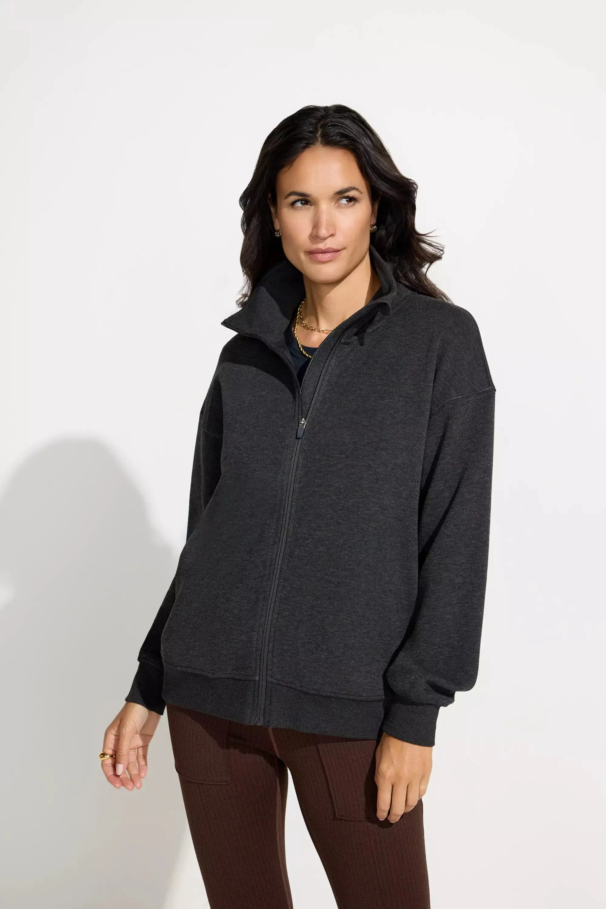 The Soft Warm GRS Certified Recycled Poly Full Zip Top - Heather Black sold by Mondetta product image thumbnail 2