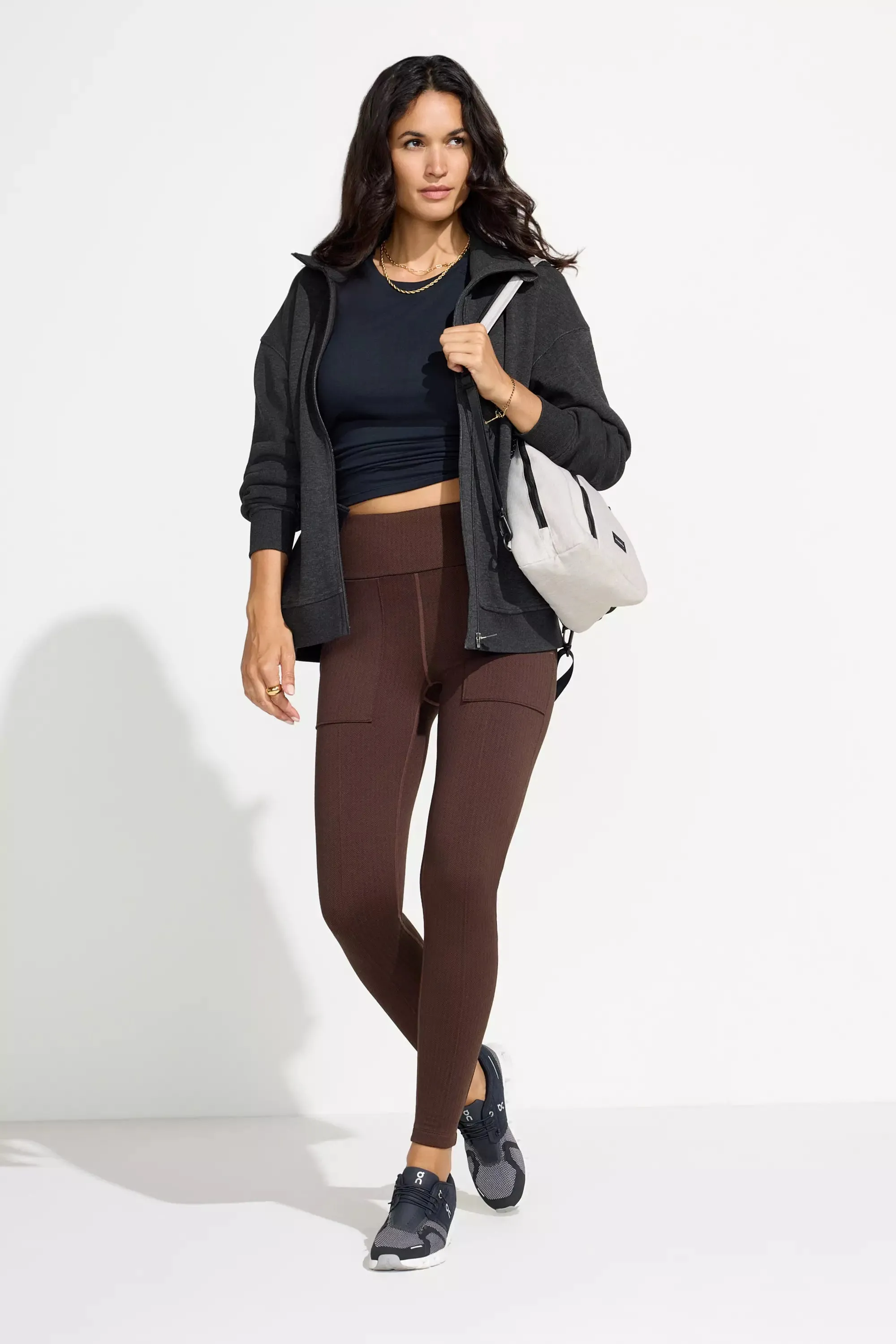 The Soft Warm GRS Certified Recycled Poly Full Zip Top - Heather Black sold by Mondetta