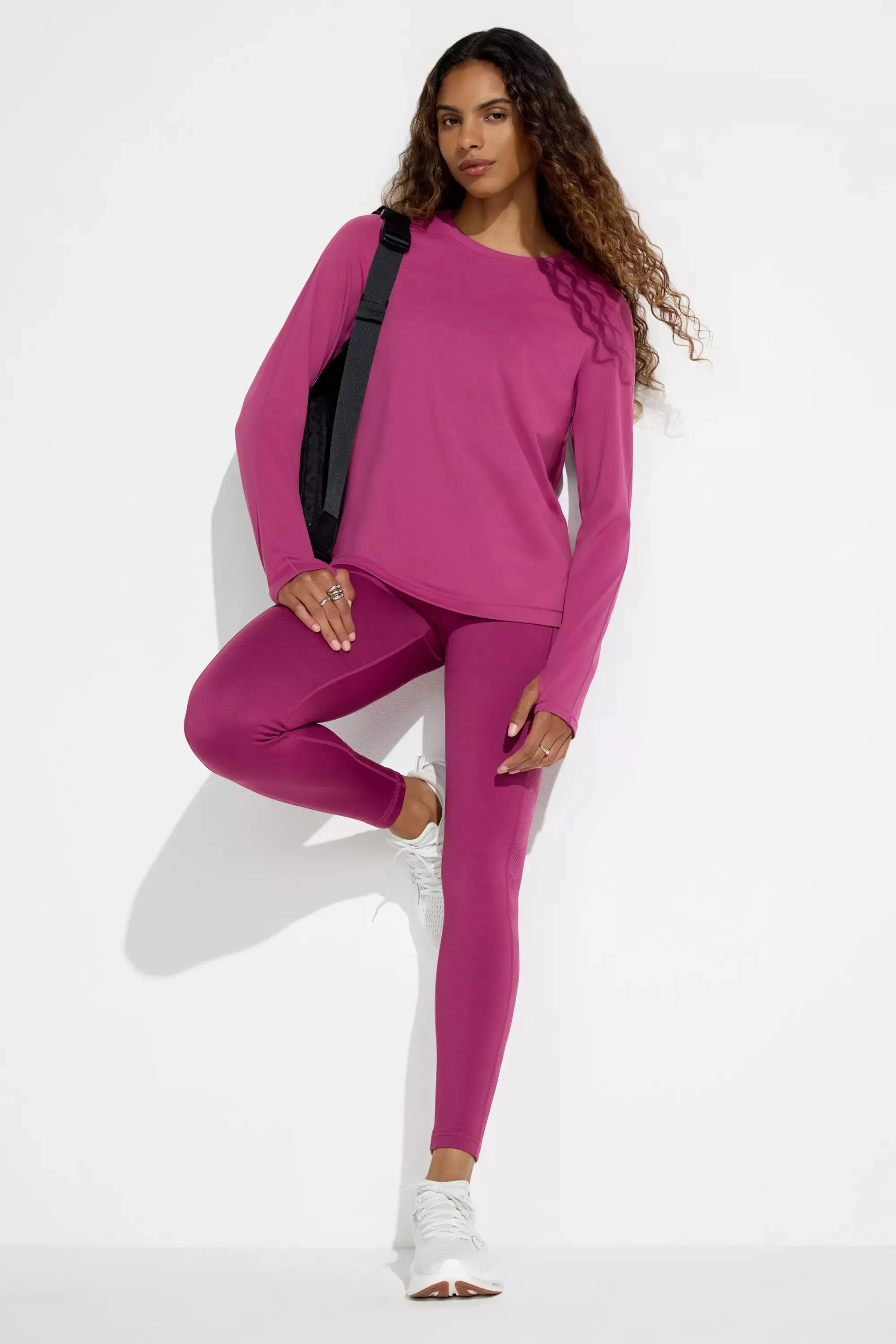 The Active GRS Certified Recycled Poly Long Sleeve Tee - Raspberry Coulis Pink sold by Mondetta product image thumbnail 5