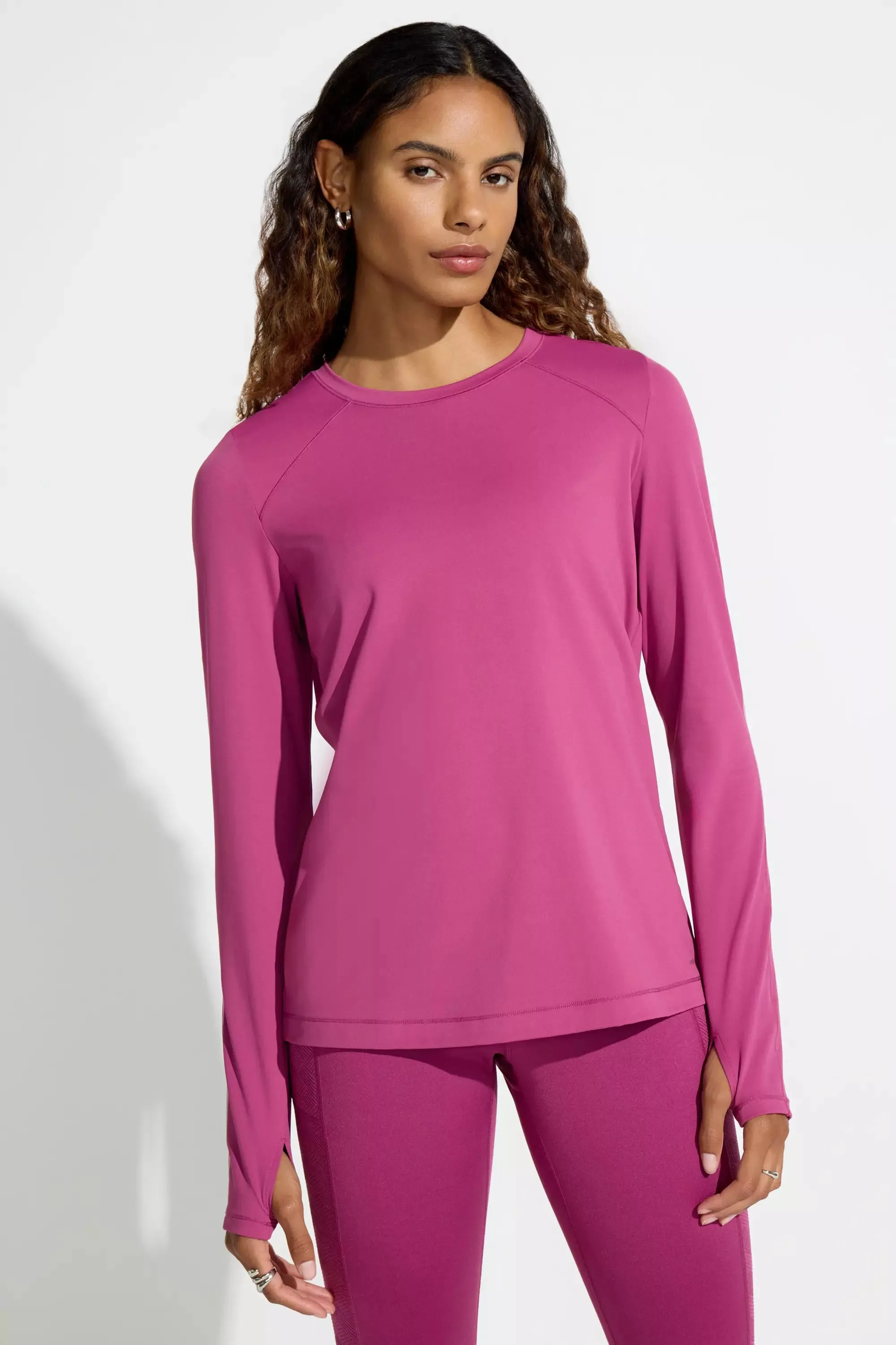 The Active GRS Certified Recycled Poly Long Sleeve Tee - Raspberry Coulis Pink sold by Mondetta product image thumbnail 2