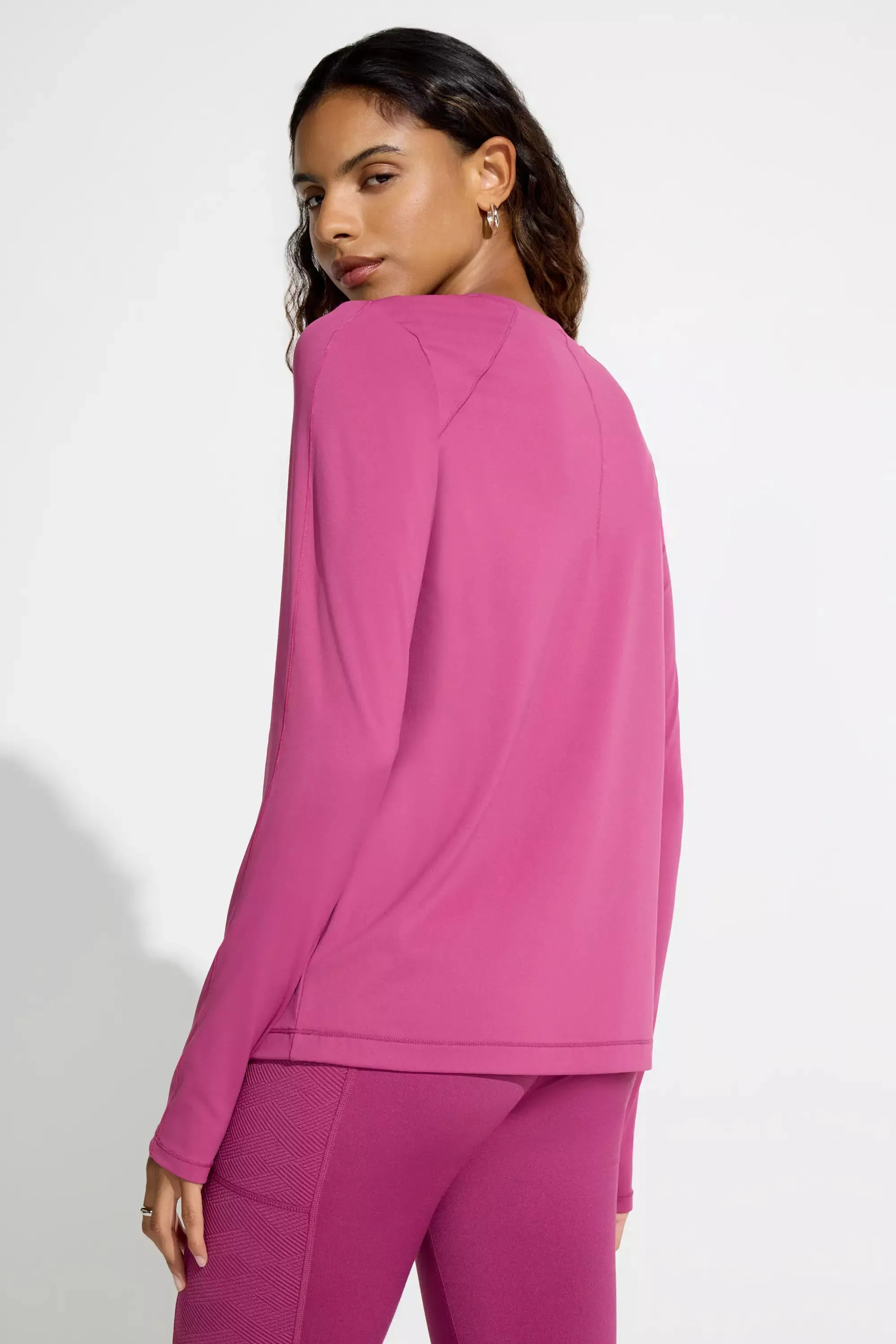 The Active GRS Certified Recycled Poly Long Sleeve Tee - Raspberry Coulis Pink sold by Mondetta product image thumbnail 3