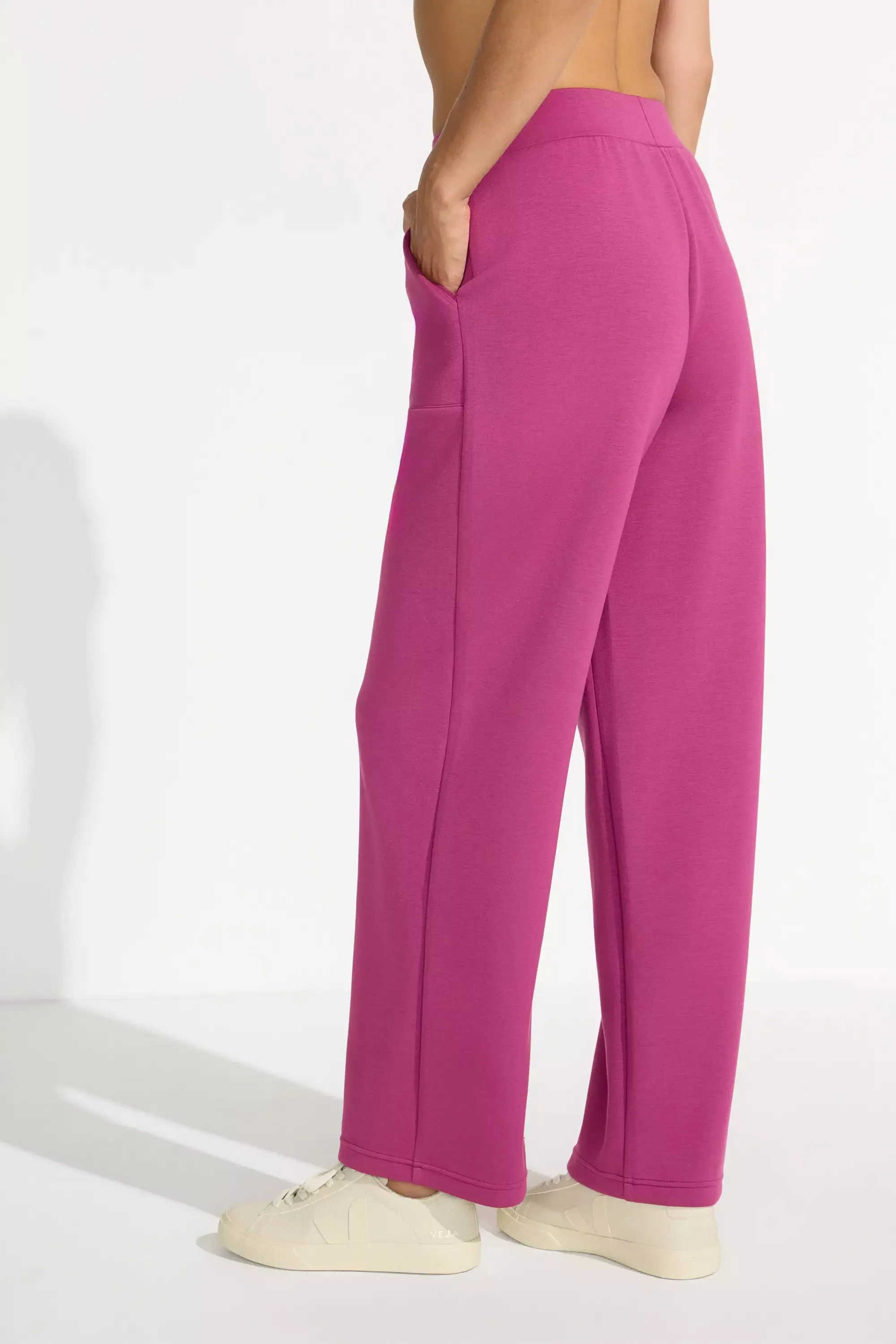 The Soft Luxe GRS Certified Recycled Poly + TENCEL™ Modal Wide Leg Pant - Raspberry Coulis Pink sold by Mondetta product image thumbnail 3