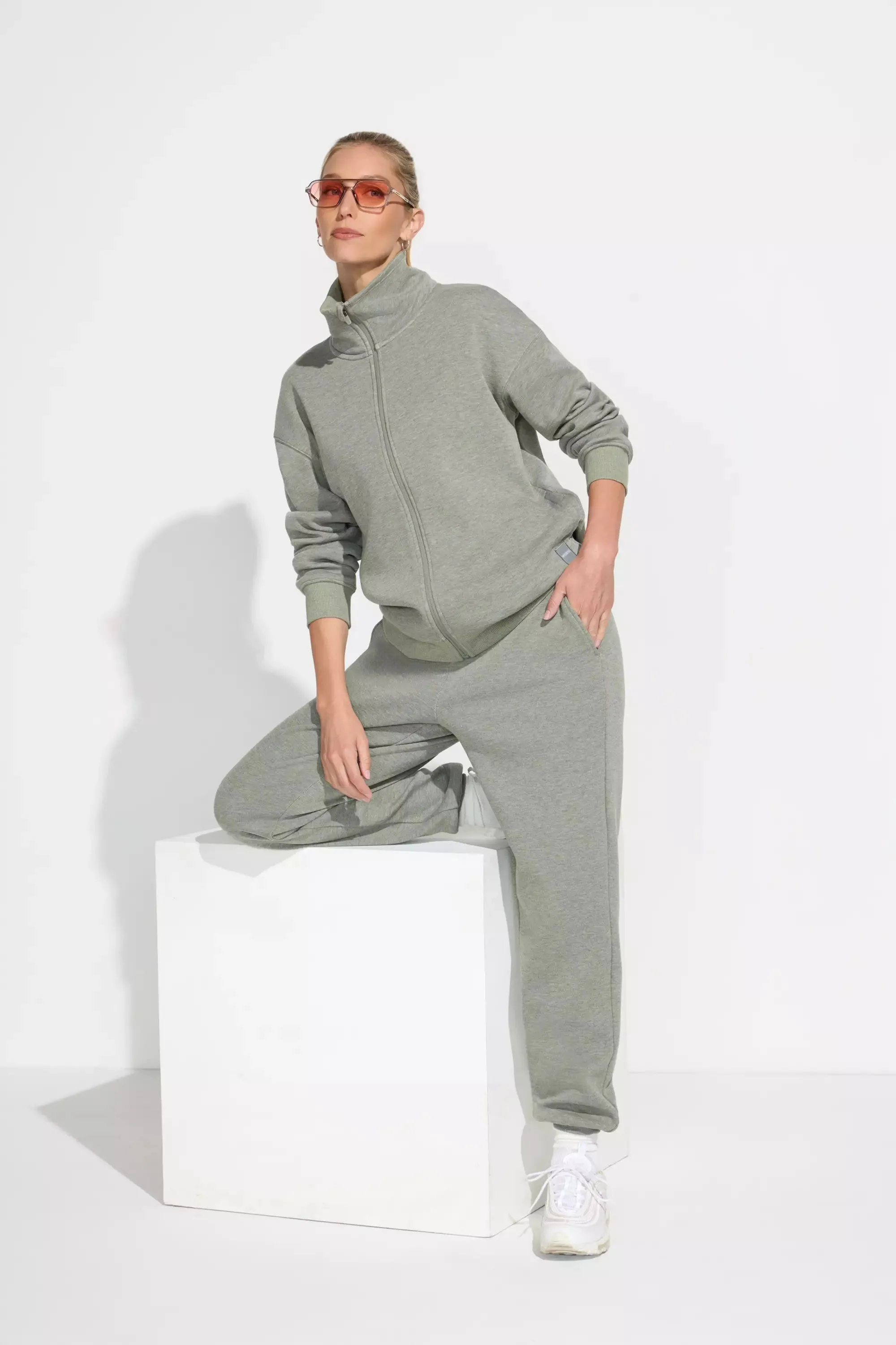 The Soft Warm GRS Certified Recycled Poly Oversized Jogger - Heather Green sold by Mondetta