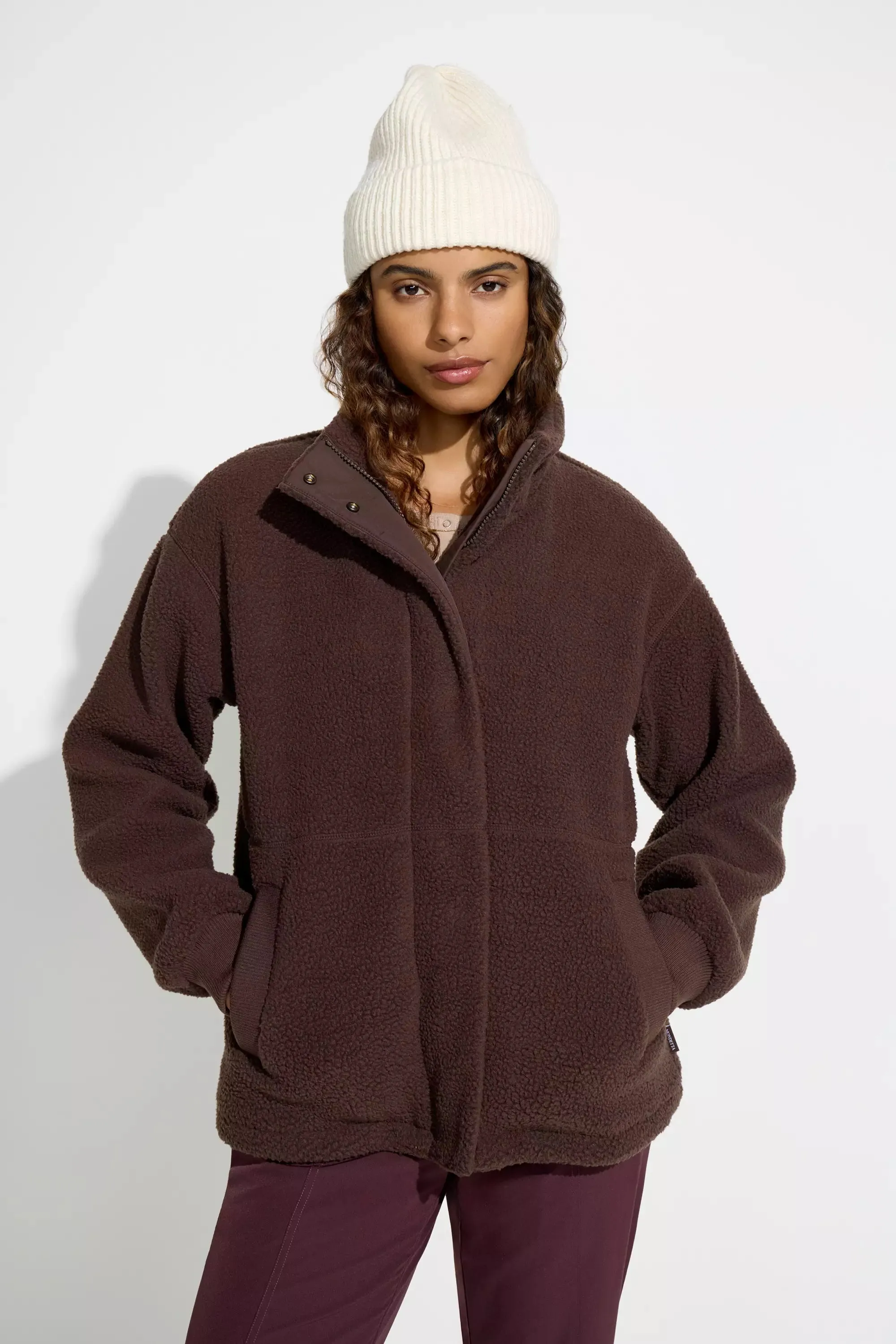 The Sherpa Soft GRS Certified Recycled Poly Short Fleece Jacket - Chocolate sold by Mondetta product image thumbnail 3