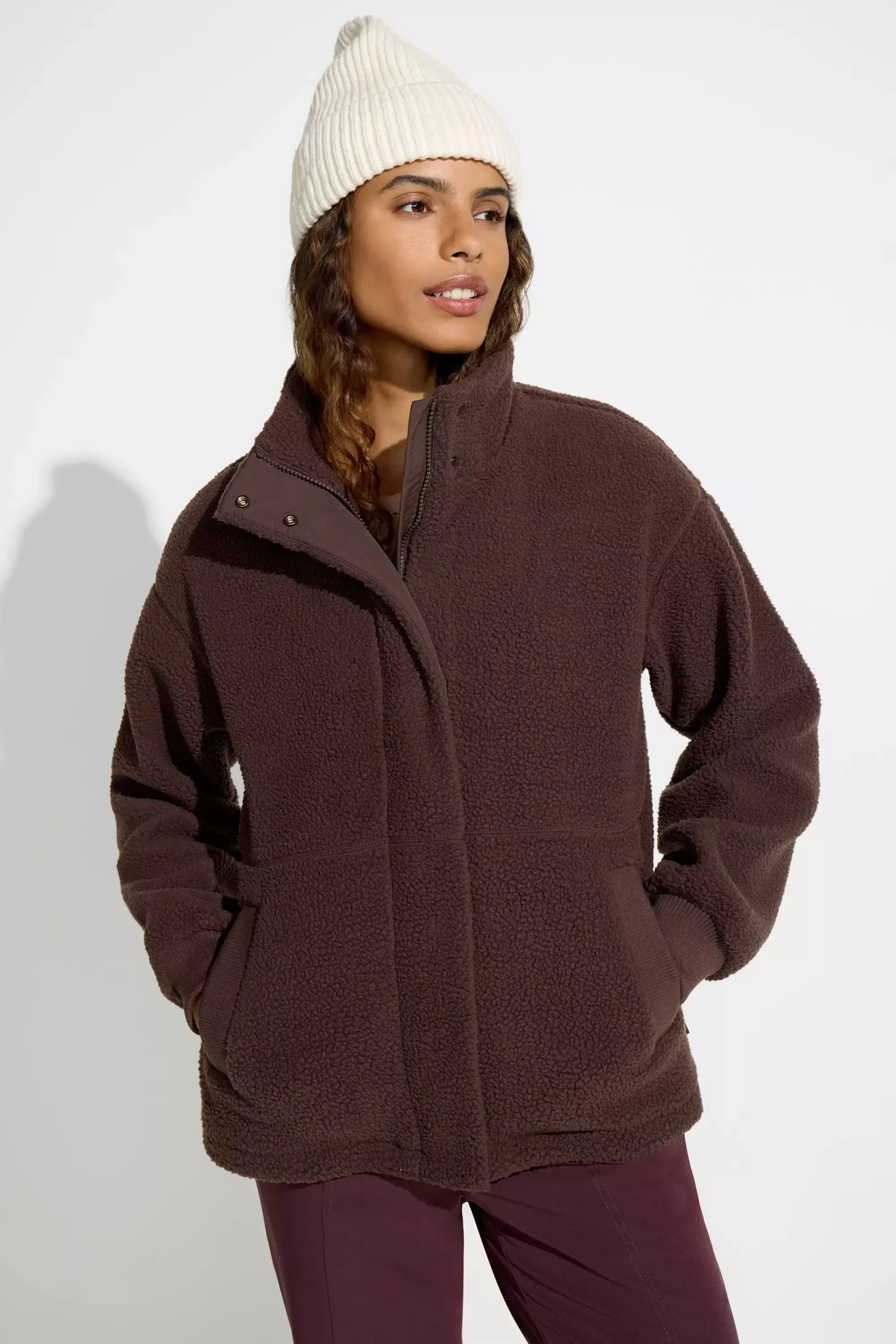 The Sherpa Soft GRS Certified Recycled Poly Short Fleece Jacket - Chocolate sold by Mondetta product image thumbnail 4