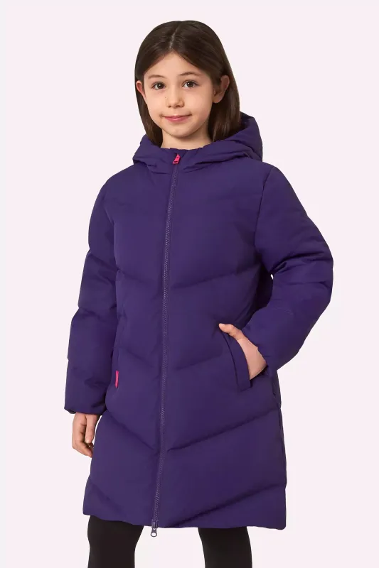 The Girls' RDS 700 Fill Power GRS Certified Recycled Poly Medium Length Parka - Deep Grape Purple sold by Mondetta