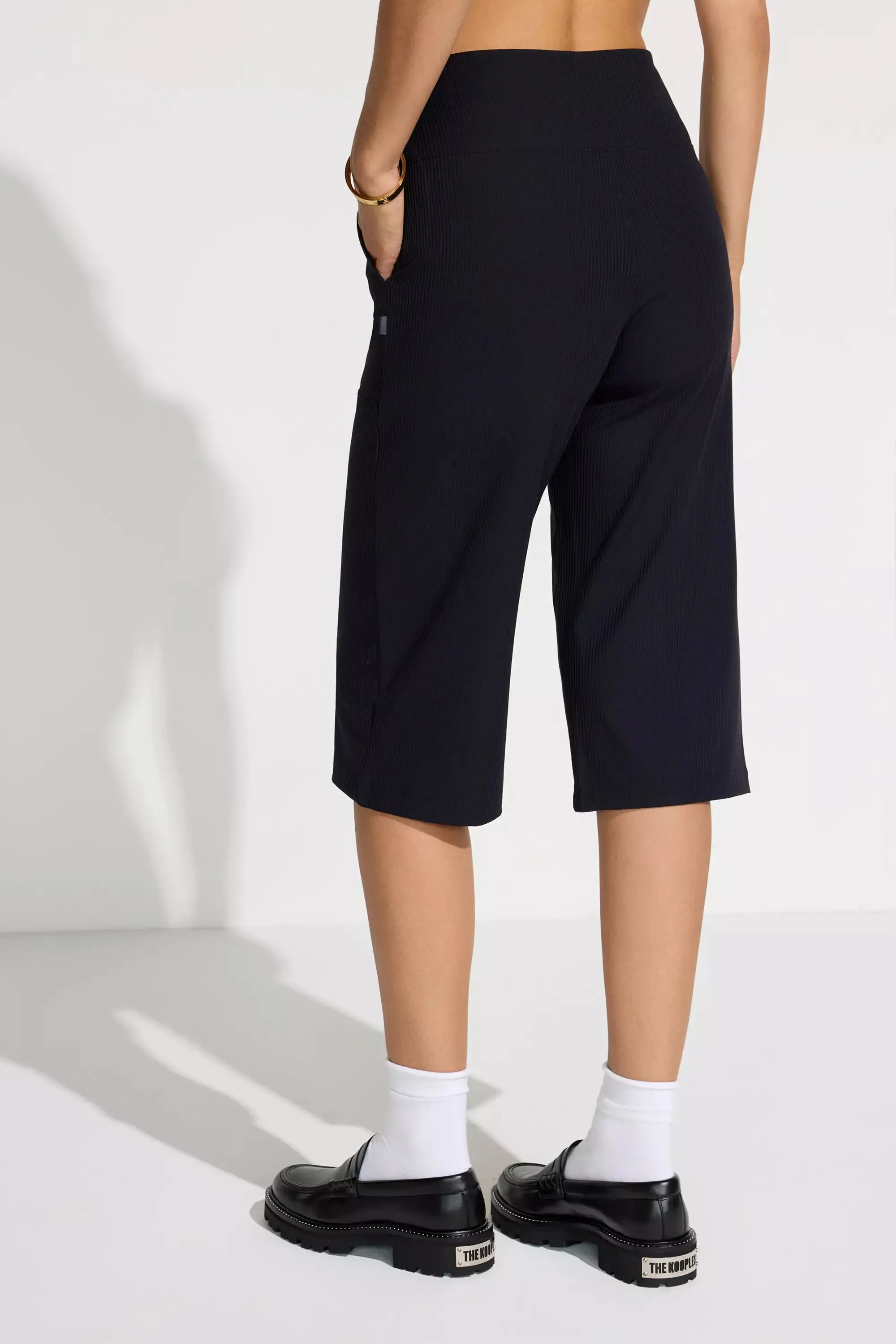 The Soft Luxe Ribbed GRS Certified Recycled Nylon Capri Pant - Black sold by Mondetta product image thumbnail 4