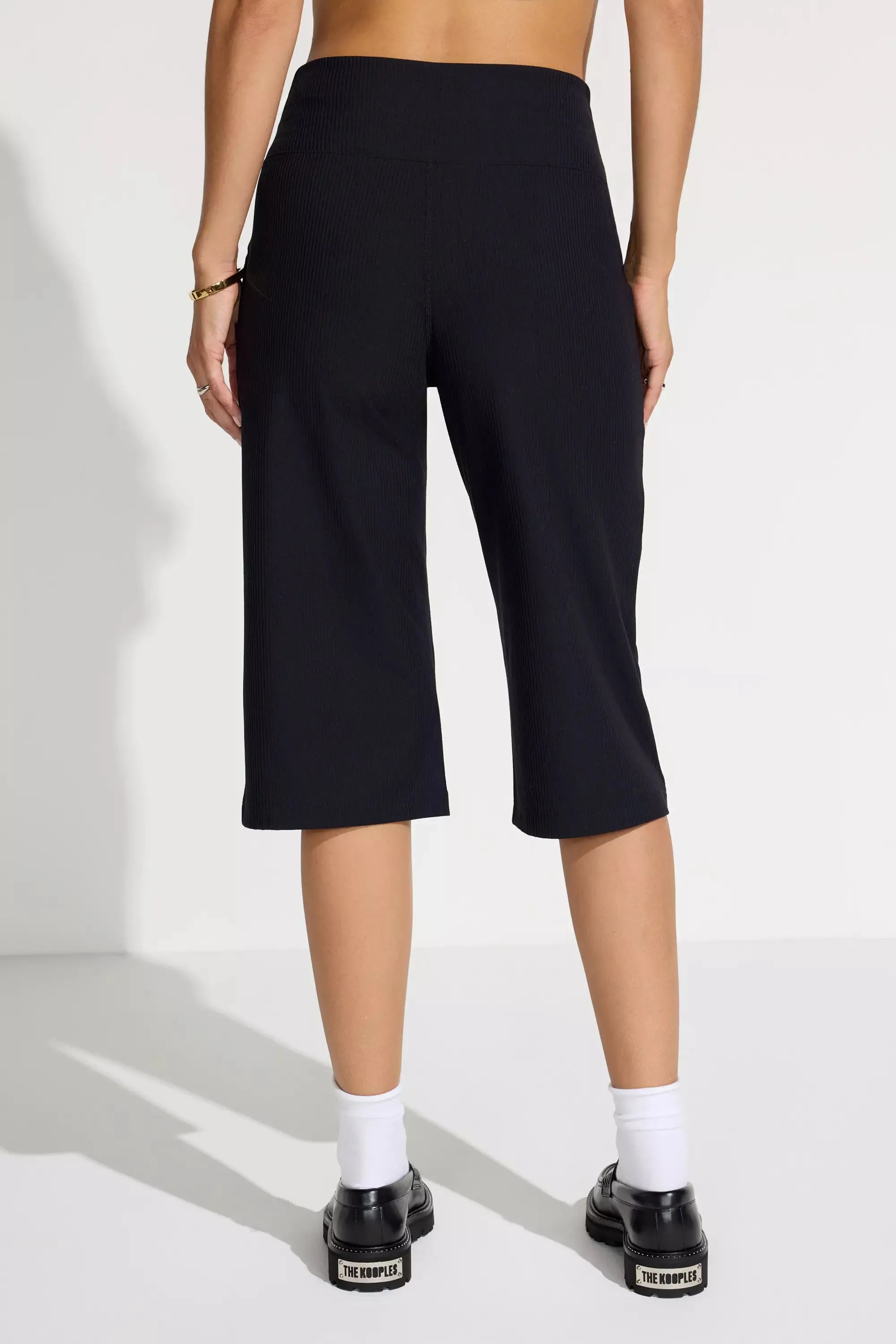 The Soft Luxe Ribbed GRS Certified Recycled Nylon Capri Pant - Black sold by Mondetta product image thumbnail 5