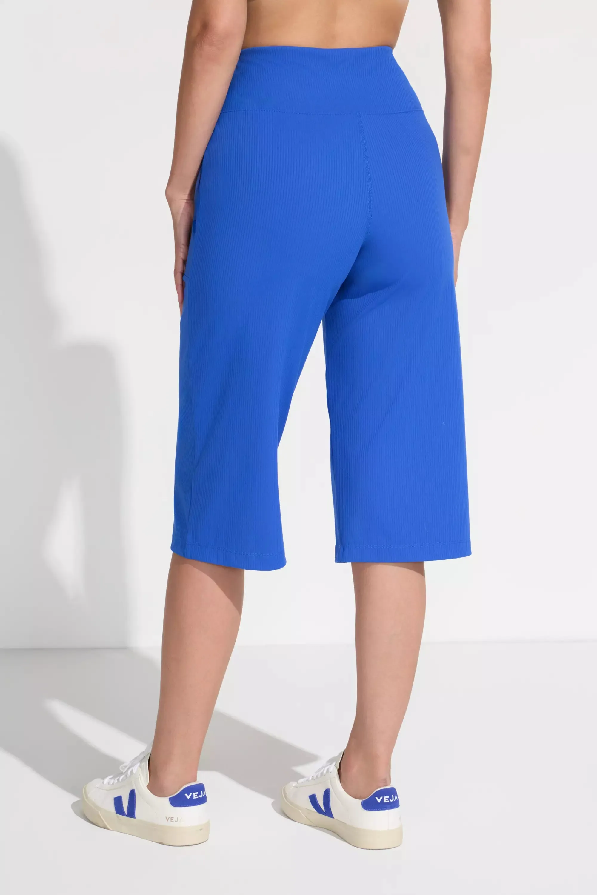 The Soft Luxe Ribbed GRS Certified Recycled Nylon Capri Pant - Surf the Web Blue sold by Mondetta product image thumbnail 4