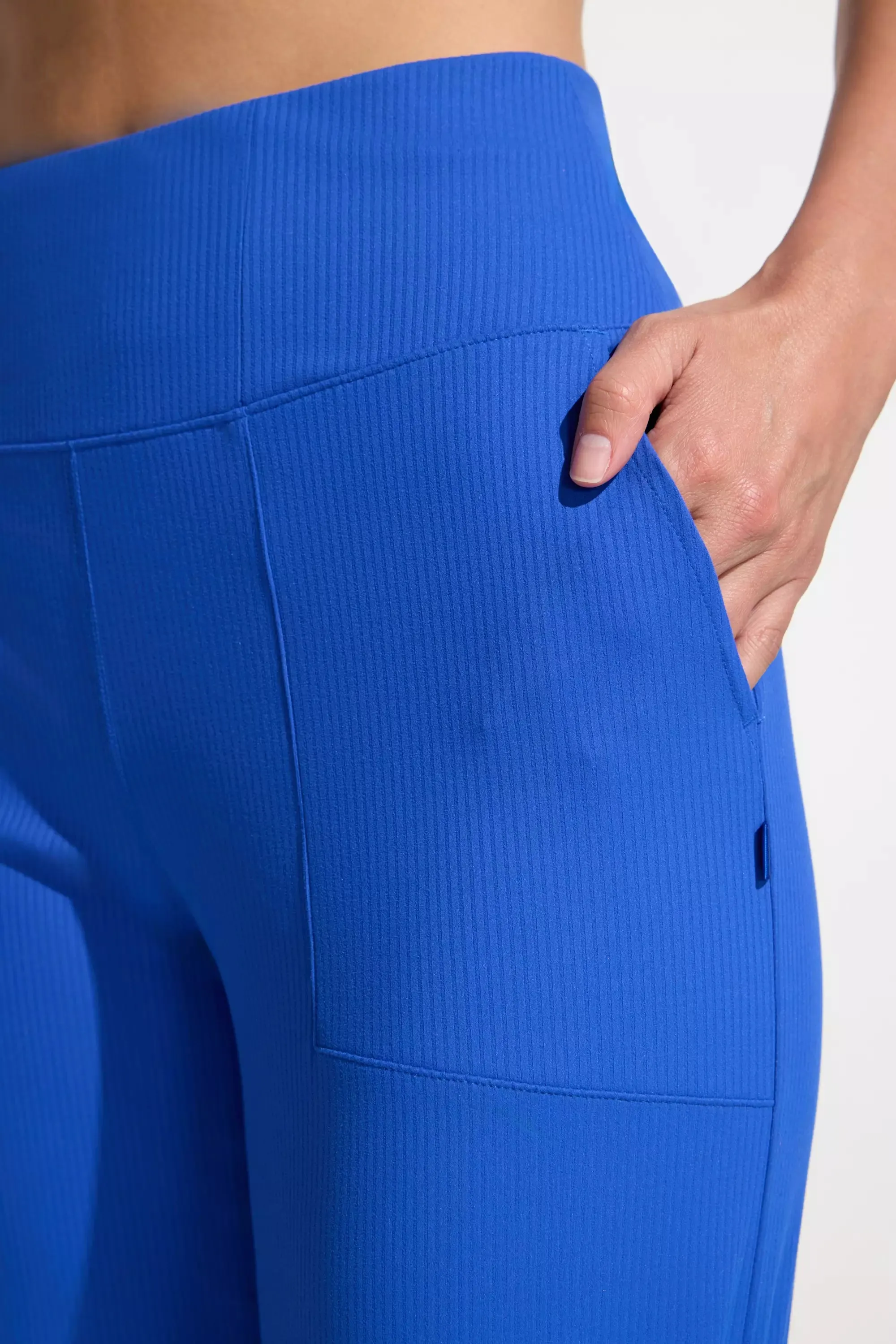 The Soft Luxe Ribbed GRS Certified Recycled Nylon Capri Pant - Surf the Web Blue sold by Mondetta product image thumbnail 5