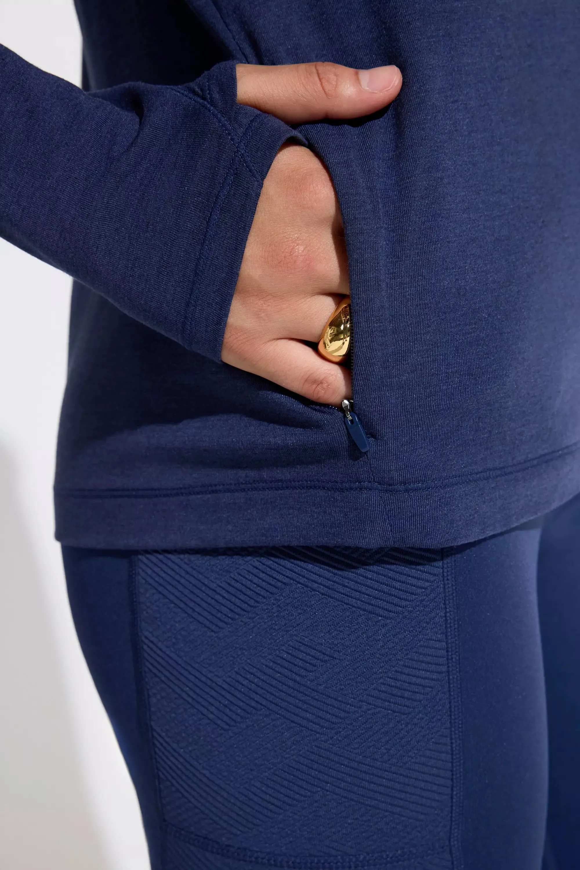 The Soft Stretch GRS Certified Recycled Poly Hooded Top - Naval Academy sold by Mondetta product image thumbnail 5