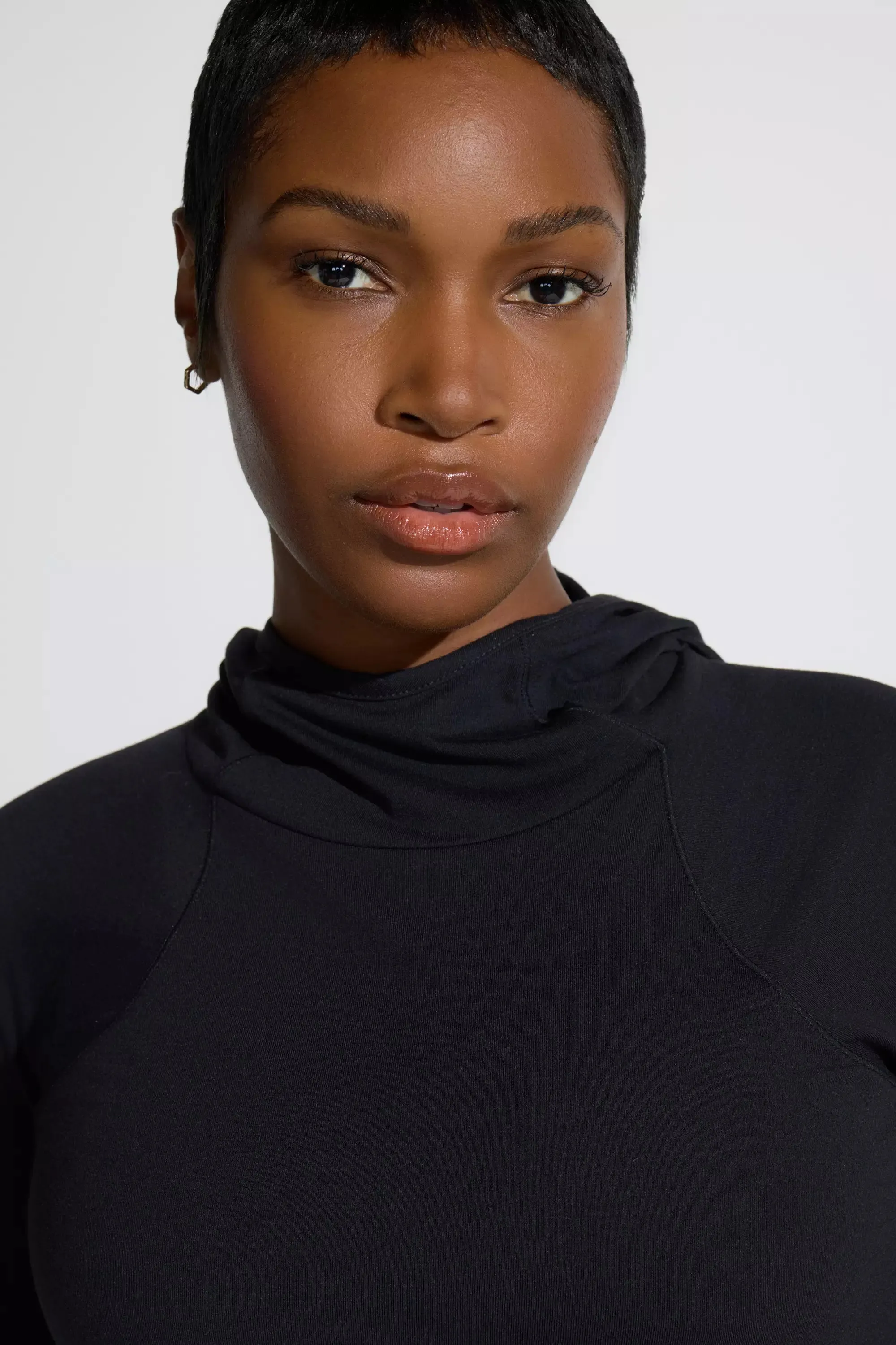 The Soft Stretch GRS Certified Recycled Poly Hooded Top - Black sold by Mondetta product image thumbnail 5