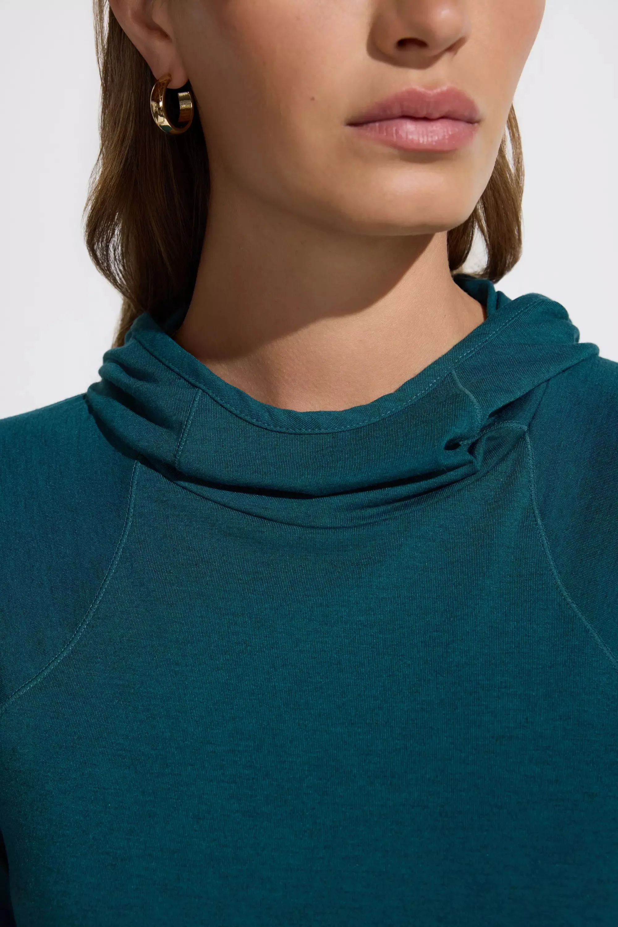 The Soft Stretch GRS Certified Recycled Poly Hooded Top - Green Teal sold by Mondetta product image thumbnail 4