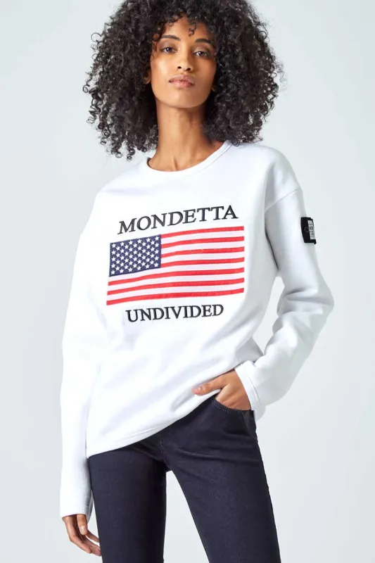 Unity Women's Modern Fit Sweatshirt - USA - White sold by Mondetta
