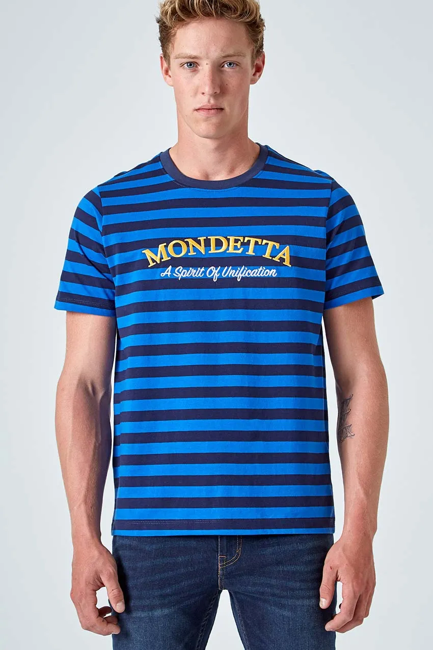 Chase Striped Logo Tee - Olympian Blue Stripe sold by Mondetta