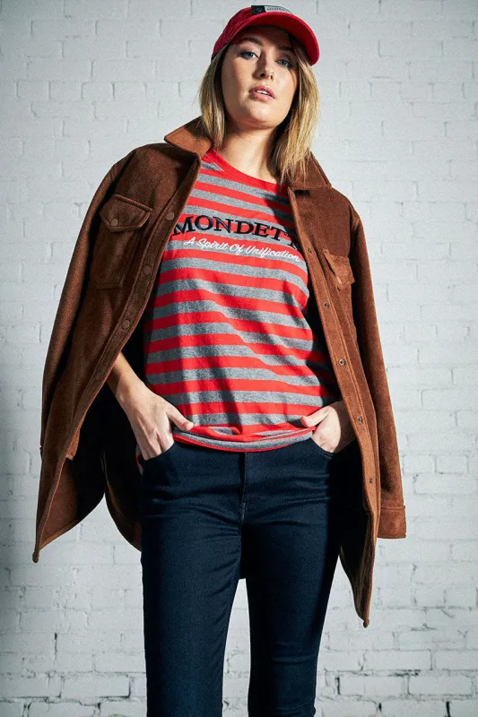 Chase Striped Logo Tee - Maple Red Stripe sold by Mondetta