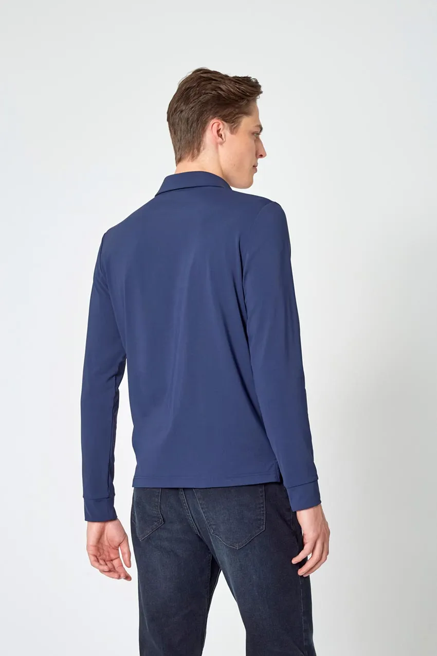 Endgame Sustainable Long Sleeve Polo - Navy Sky sold by Mondetta product image thumbnail 3