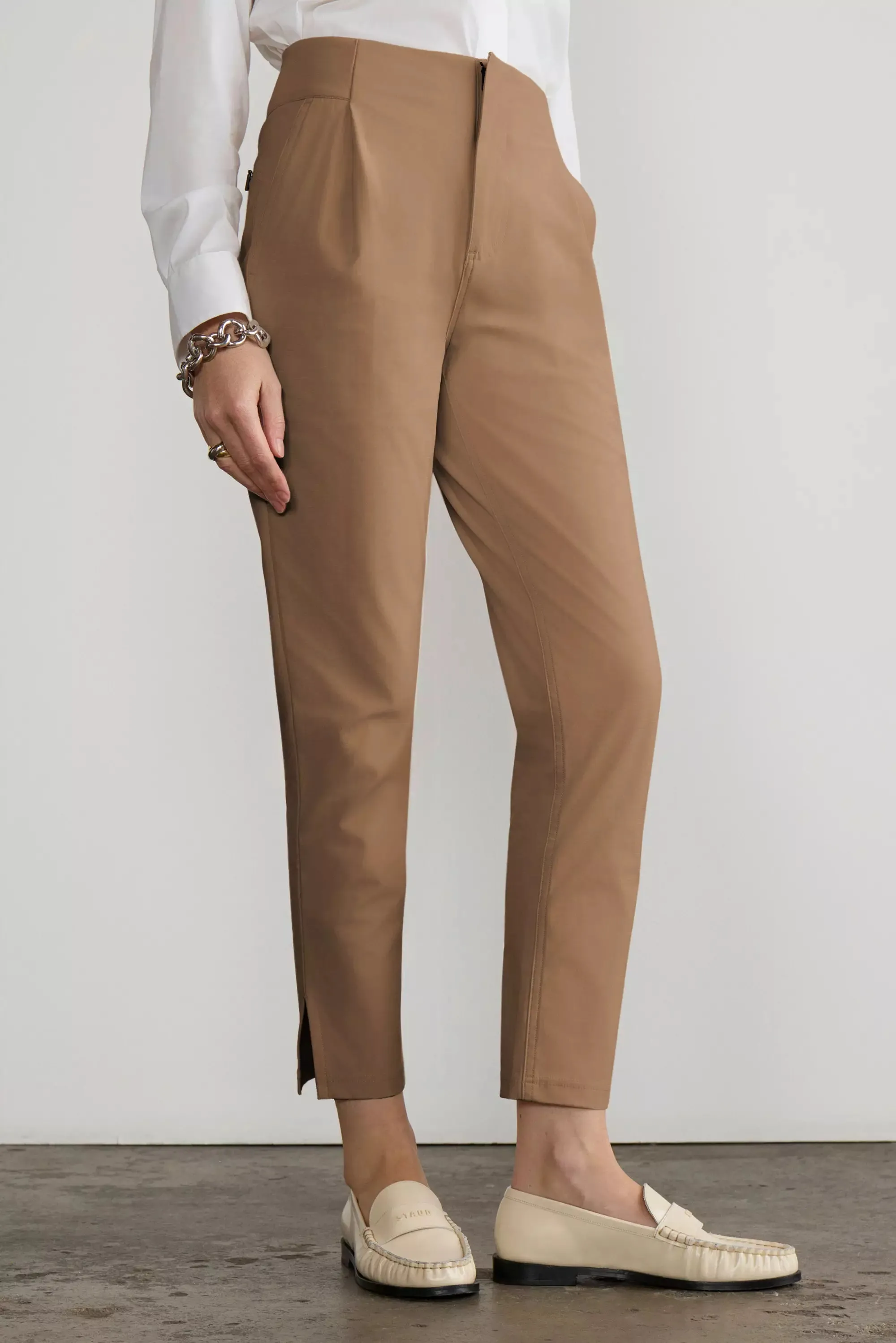 Limitless High-Rise Ankle Pant with Pleats - Tiger's Eye sold by Mondetta
