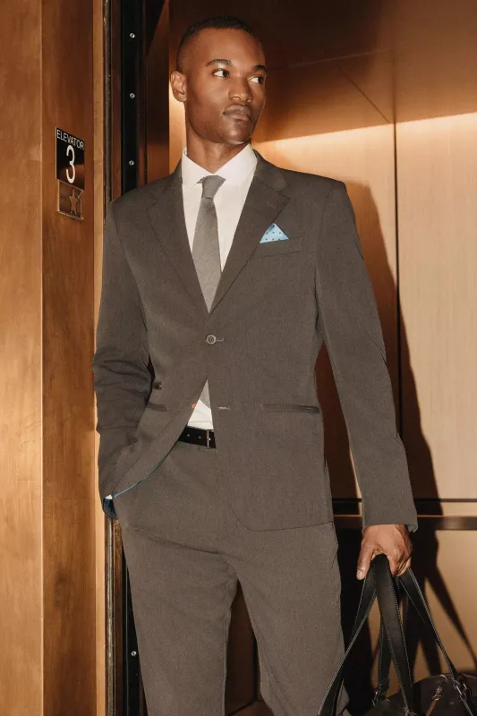 Game Change Twill Blazer - Wayward Grey sold by Mondetta