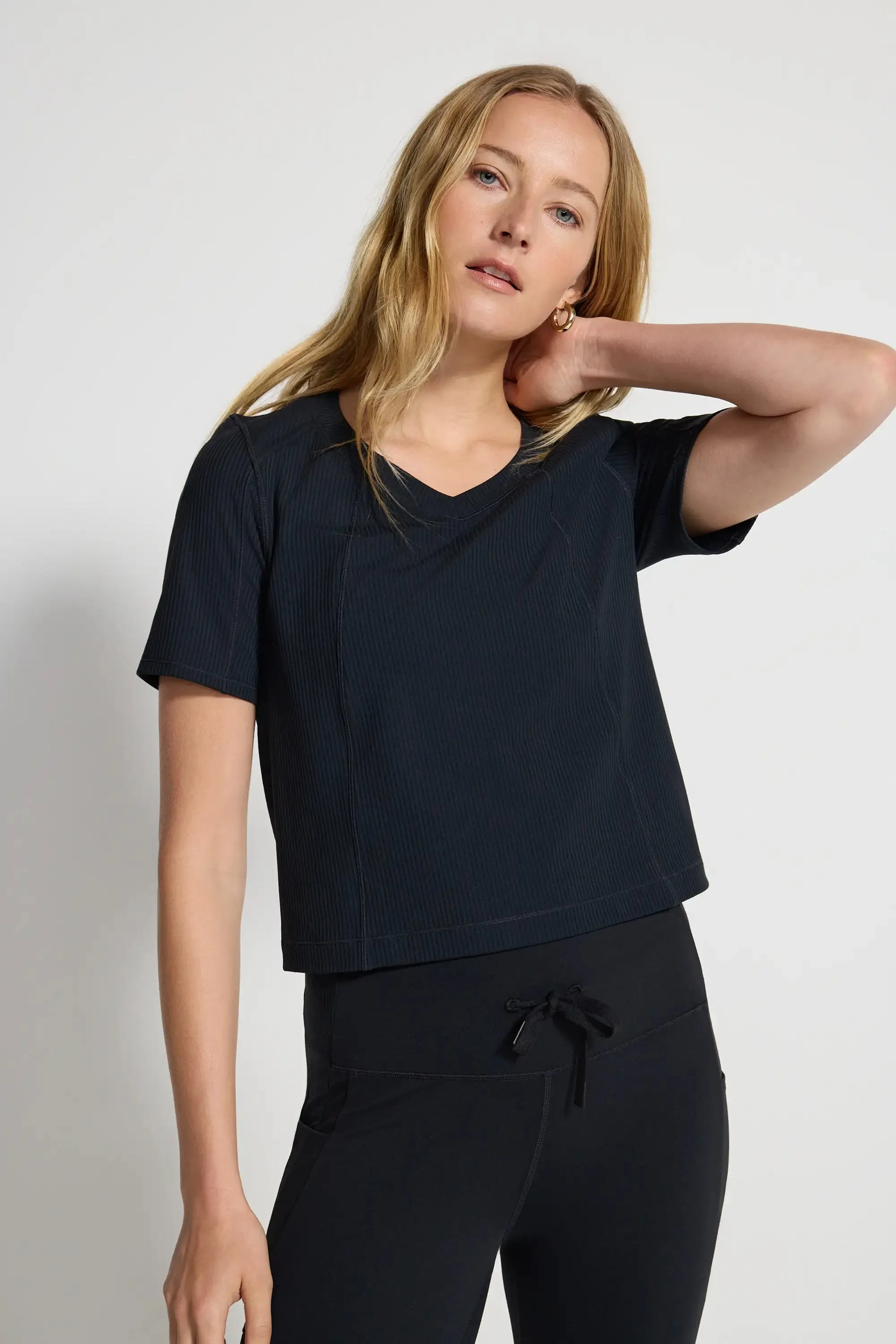 The Soft Ribbed GRS Certified Recycled Nylon Tee - Black sold by Mondetta product image thumbnail 3