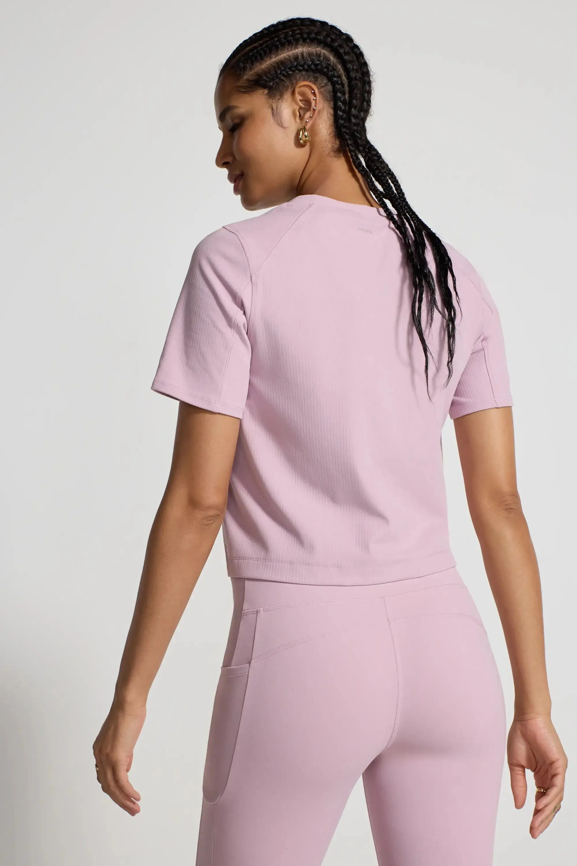 The Soft Ribbed GRS Certified Recycled Nylon Tee - Muted Pink sold by Mondetta product image thumbnail 4