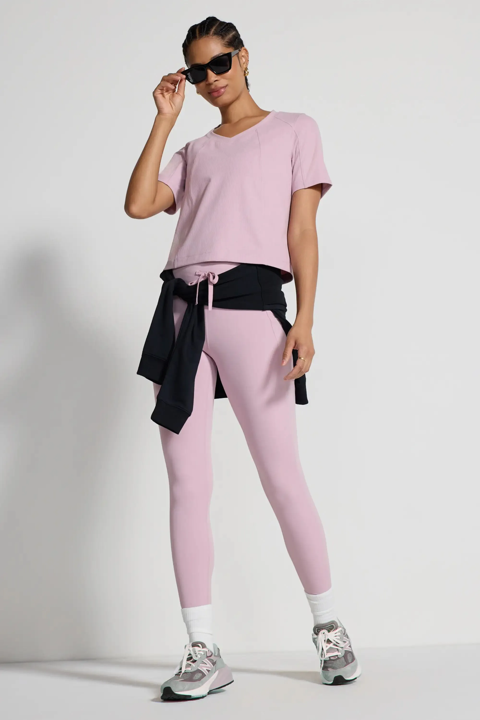 The Soft Ribbed GRS Certified Recycled Nylon Tee - Muted Pink sold by Mondetta product image thumbnail 2