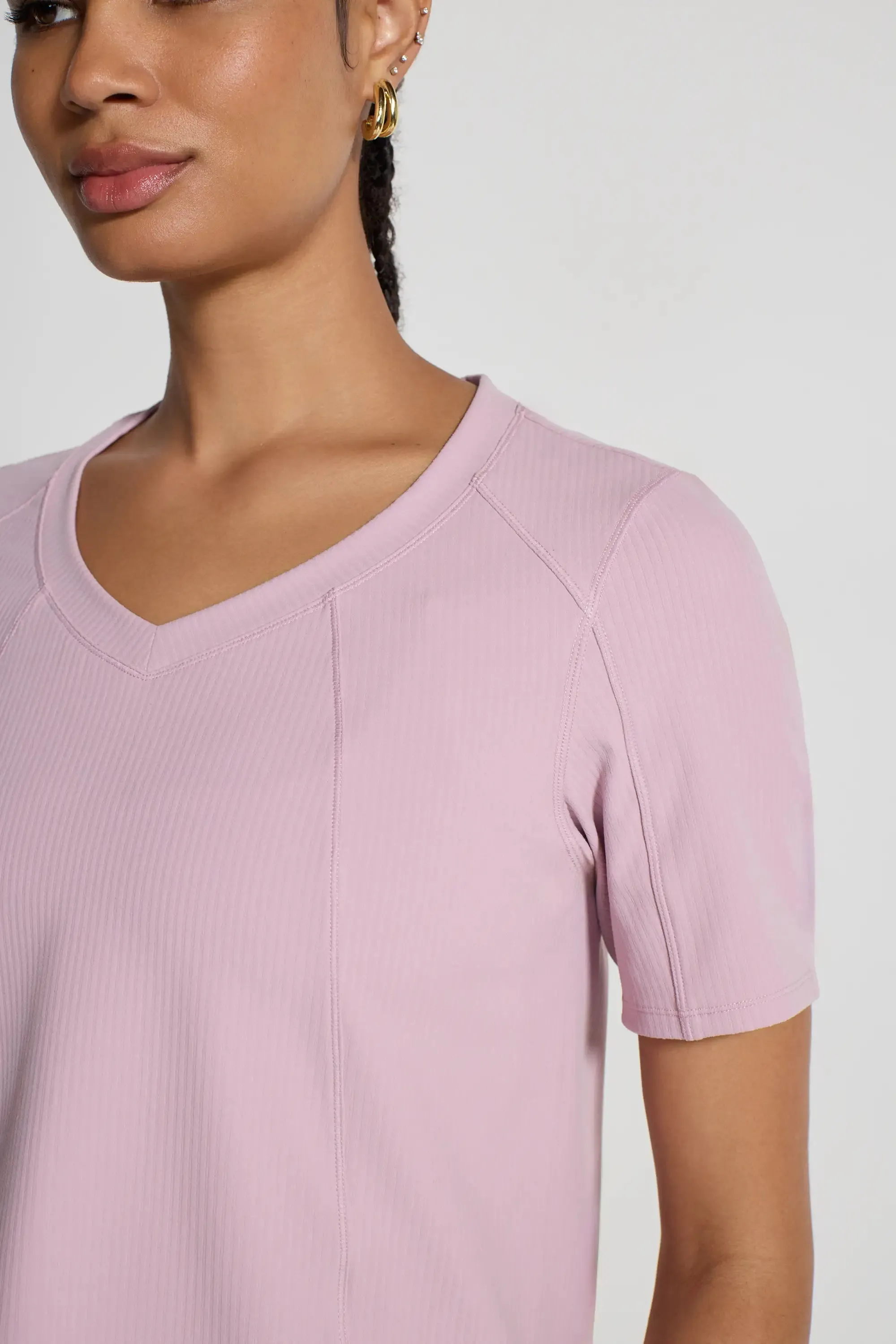 The Soft Ribbed GRS Certified Recycled Nylon Tee - Muted Pink sold by Mondetta product image thumbnail 5