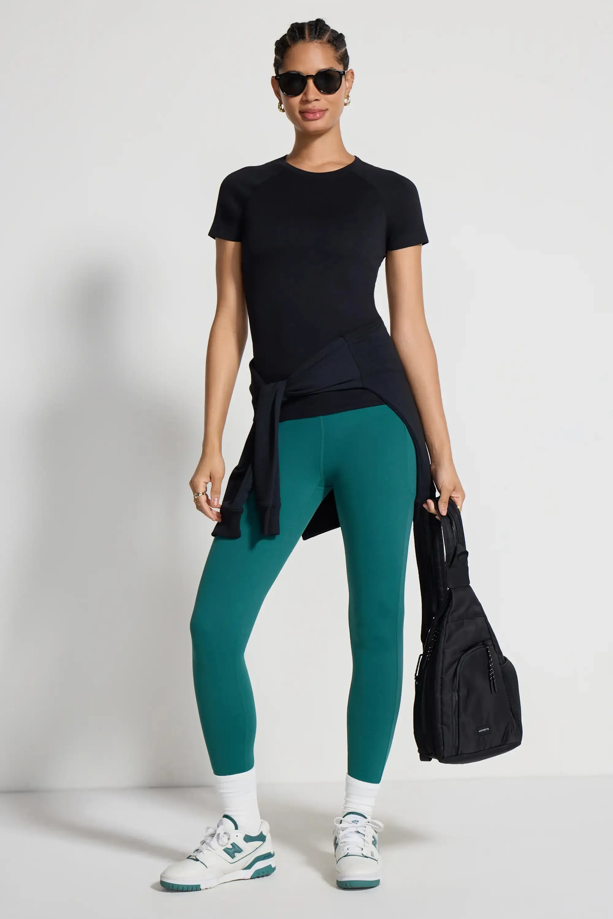 The Stretch Seamless GRS Certified Recycled Nylon T-Shirt - Black sold by Mondetta