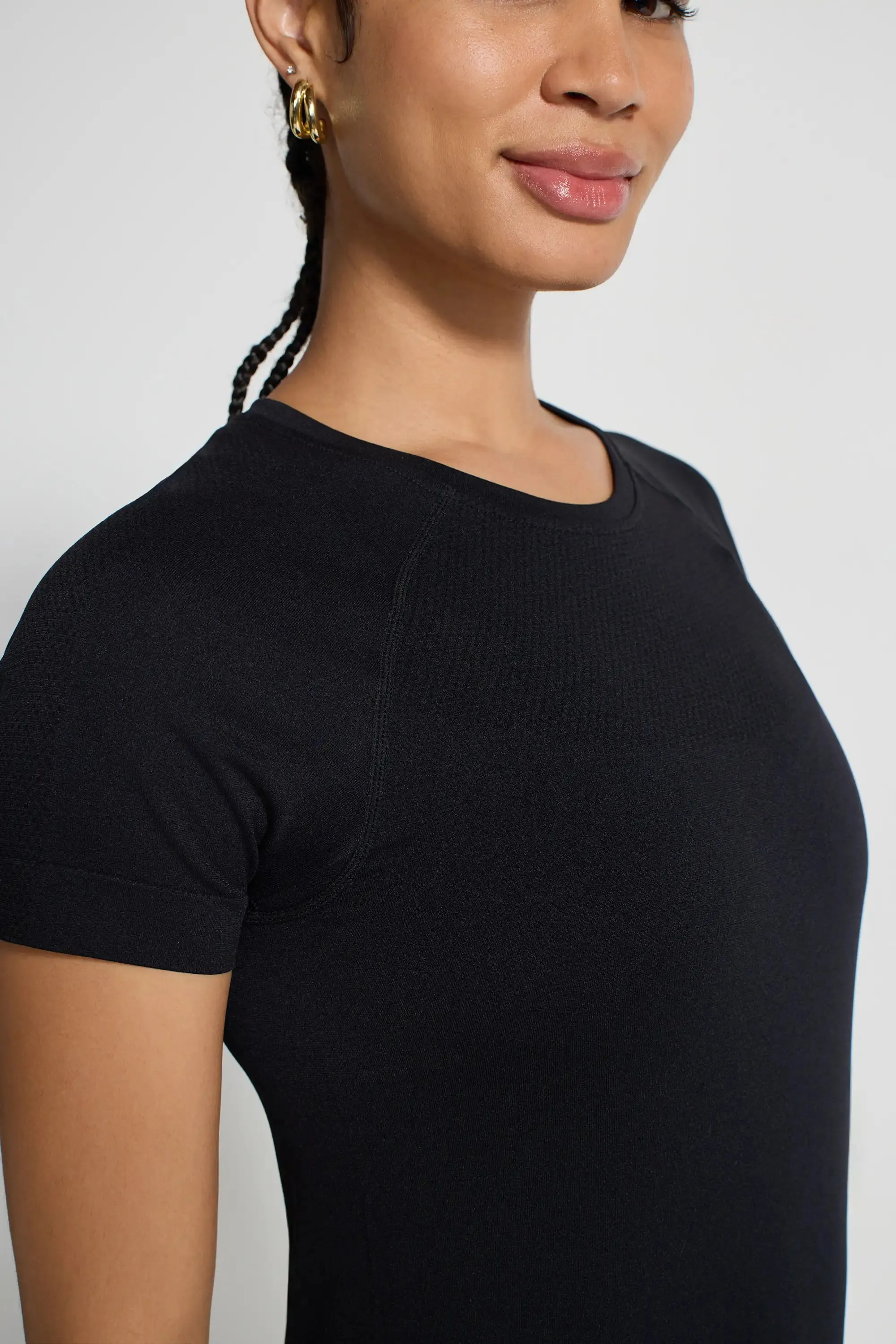 The Stretch Seamless GRS Certified Recycled Nylon T-Shirt - Black sold by Mondetta product image thumbnail 5