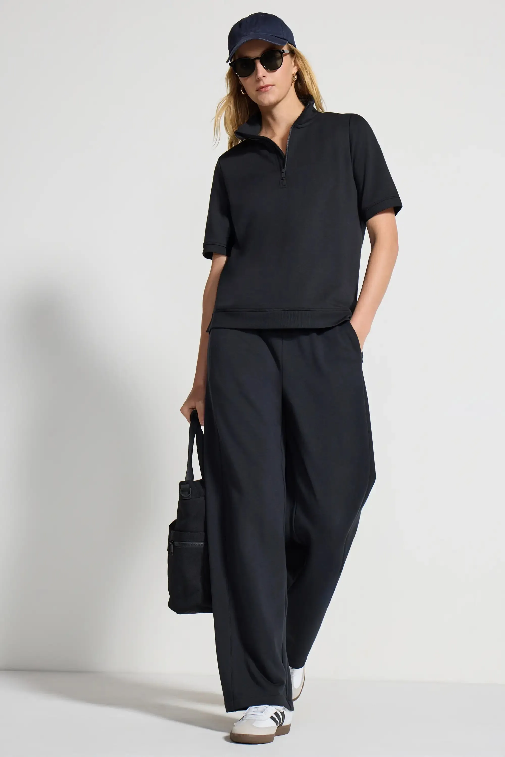 The Soft Terry GRS Certified Recycled Poly + Organic Cotton 1/4 Zip - Black sold by Mondetta product image thumbnail 2