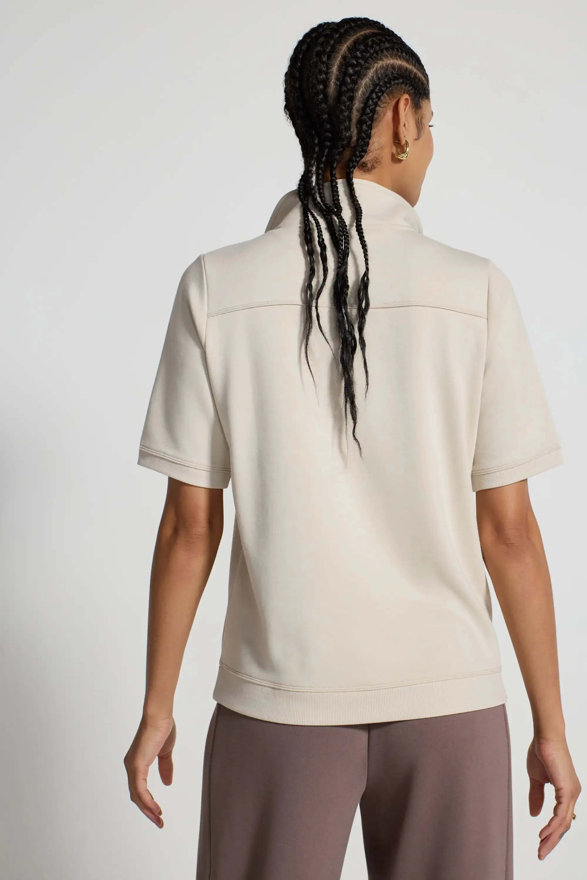 The Soft Terry GRS Certified Recycled Poly + Organic Cotton 1/4 Zip - Pumice Stone Beige sold by Mondetta product image thumbnail 3