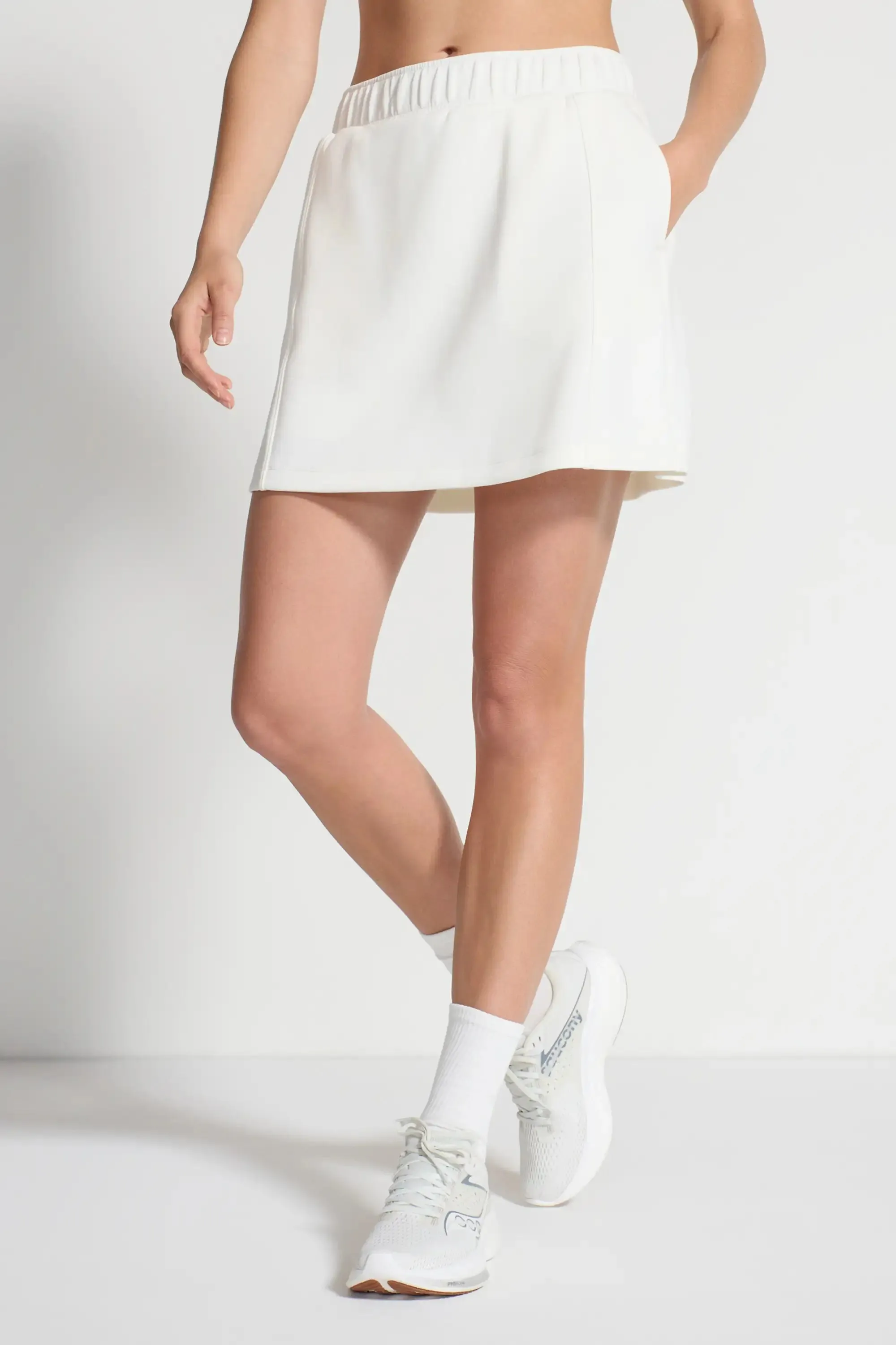 The Built-In Short GRS Certified Recycled Poly Walking Skort - White sold by Mondetta