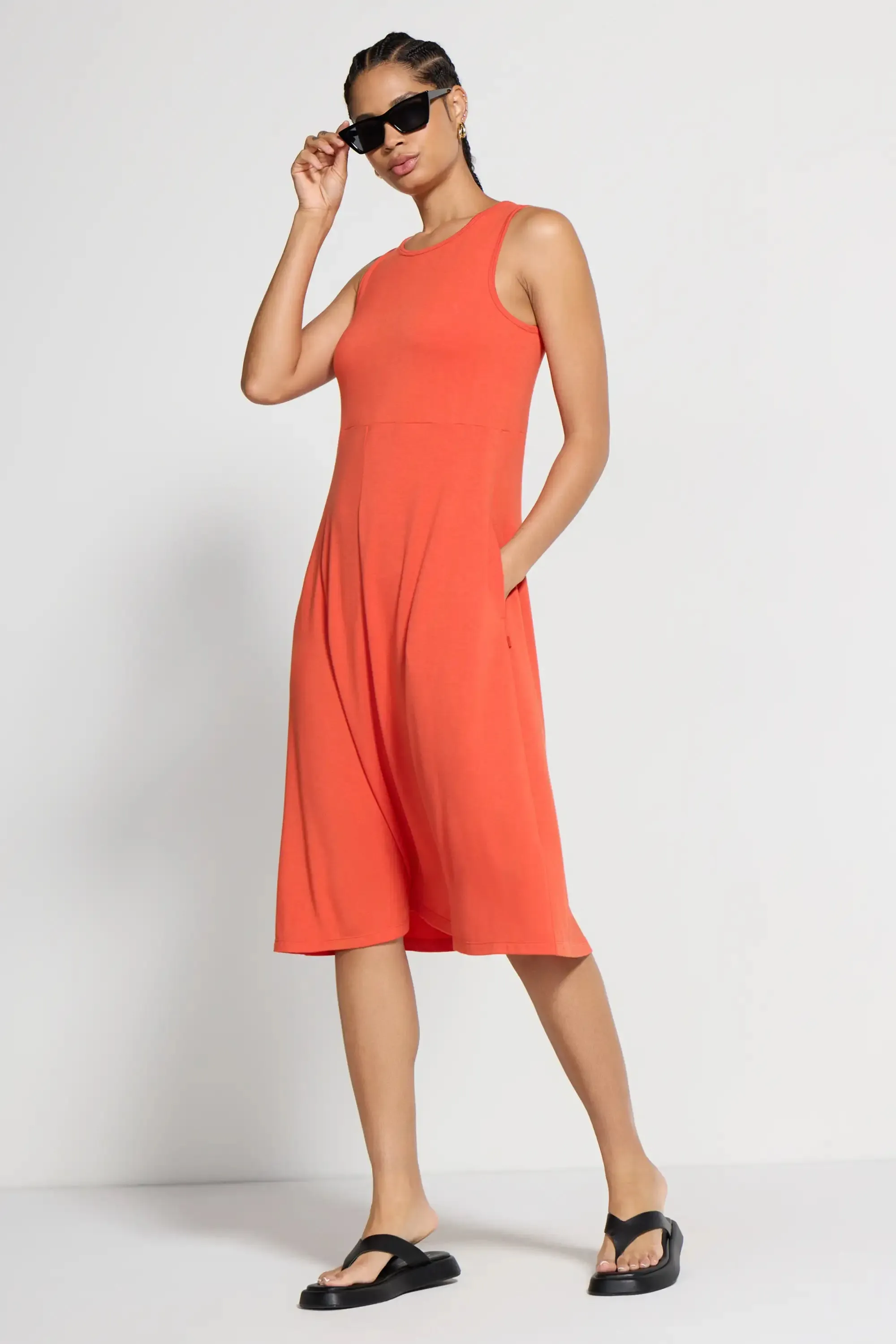 The Midi Dress - Summer Fig Orange sold by Mondetta