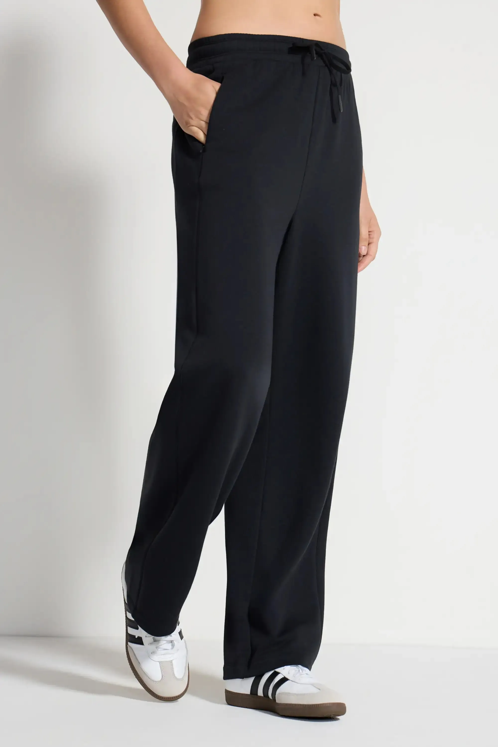 The Soft Terry GRS Certified Recycled Polyester + Organic Cotton Wide Leg Pant - Black sold by Mondetta product image thumbnail 2