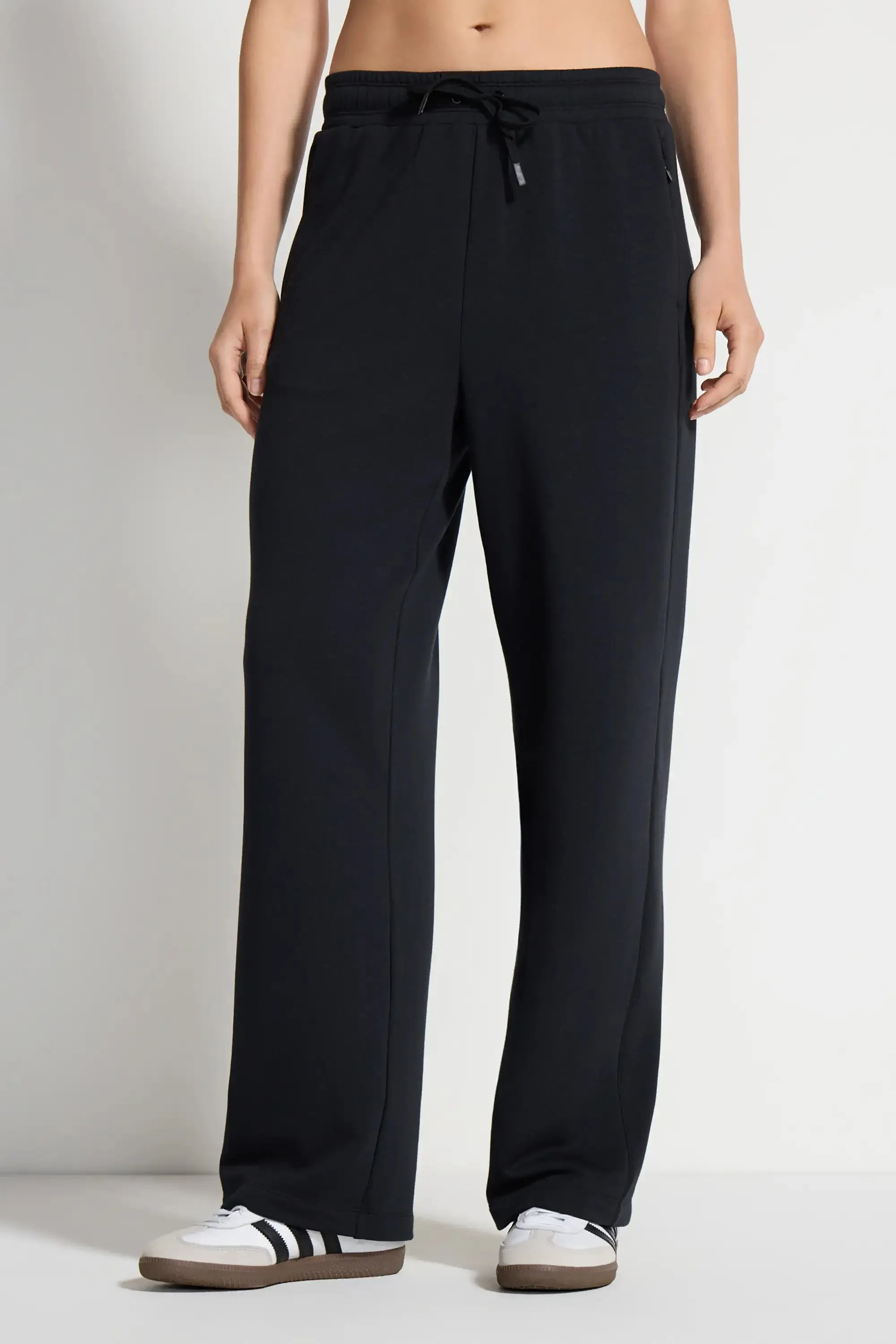 The Soft Terry GRS Certified Recycled Polyester + Organic Cotton Wide Leg Pant - Black sold by Mondetta product image thumbnail 3