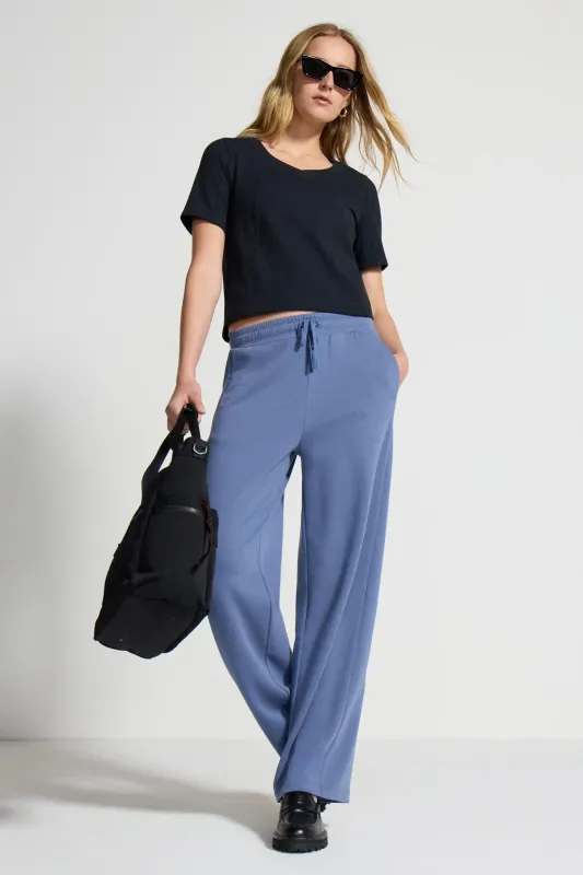 Women's Terry Wide Leg Pant - Vintage Indigo sold by Mondetta