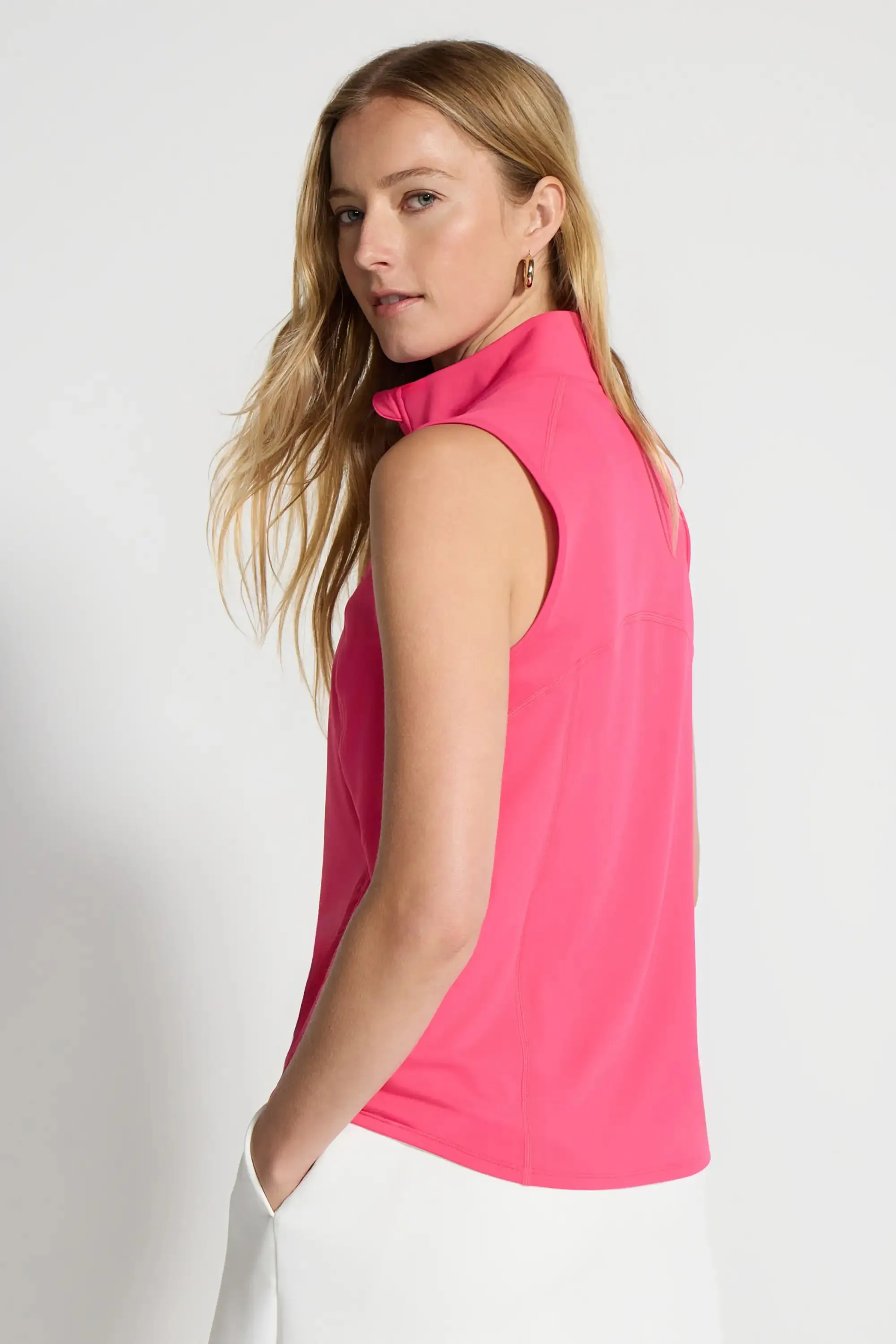 The Active Stretch GRS Certified Recycled Nylon 1/2 Zip Tank - Hot Pink sold by Mondetta product image thumbnail 4