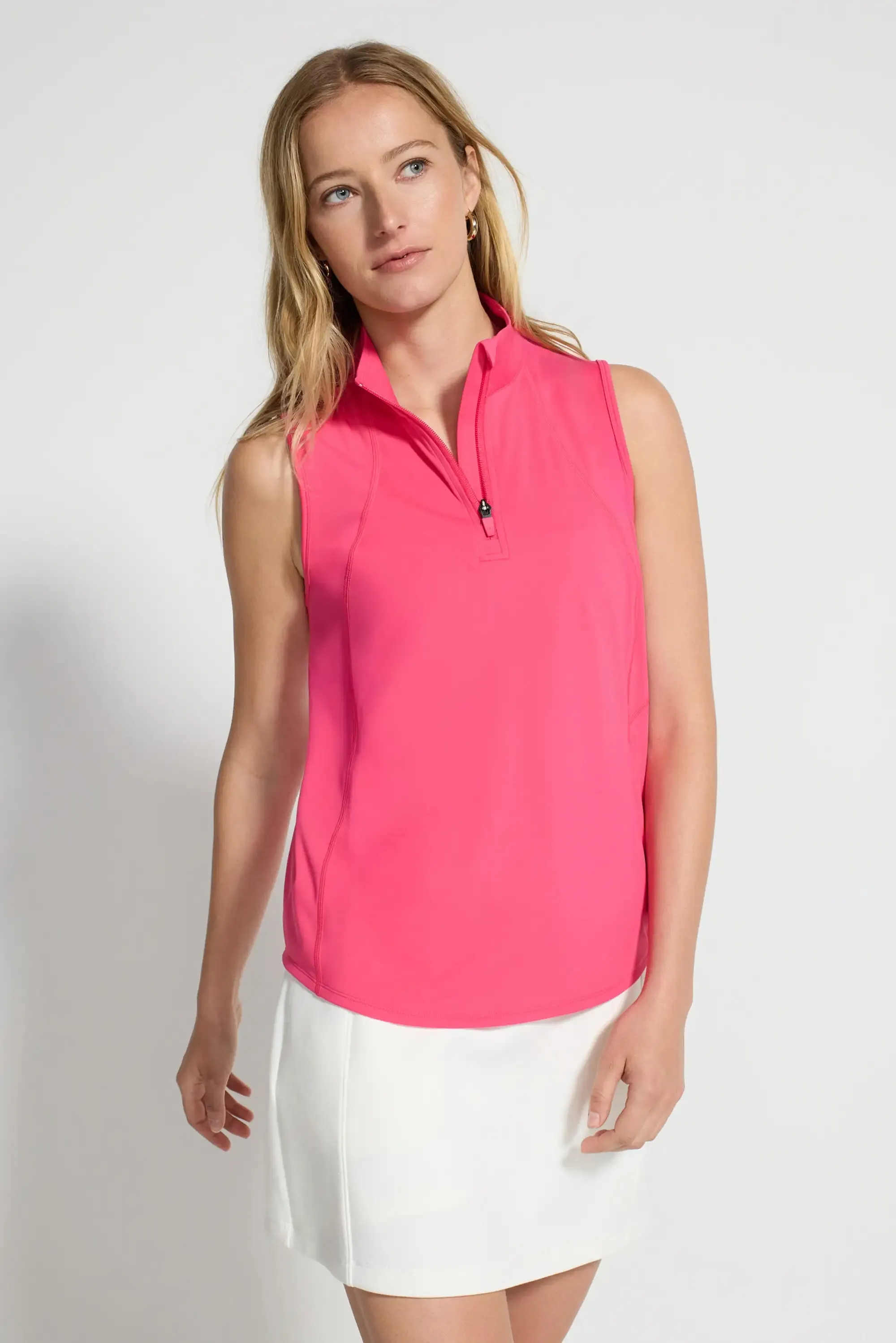 The Active Stretch GRS Certified Recycled Nylon 1/2 Zip Tank - Hot Pink sold by Mondetta product image thumbnail 2