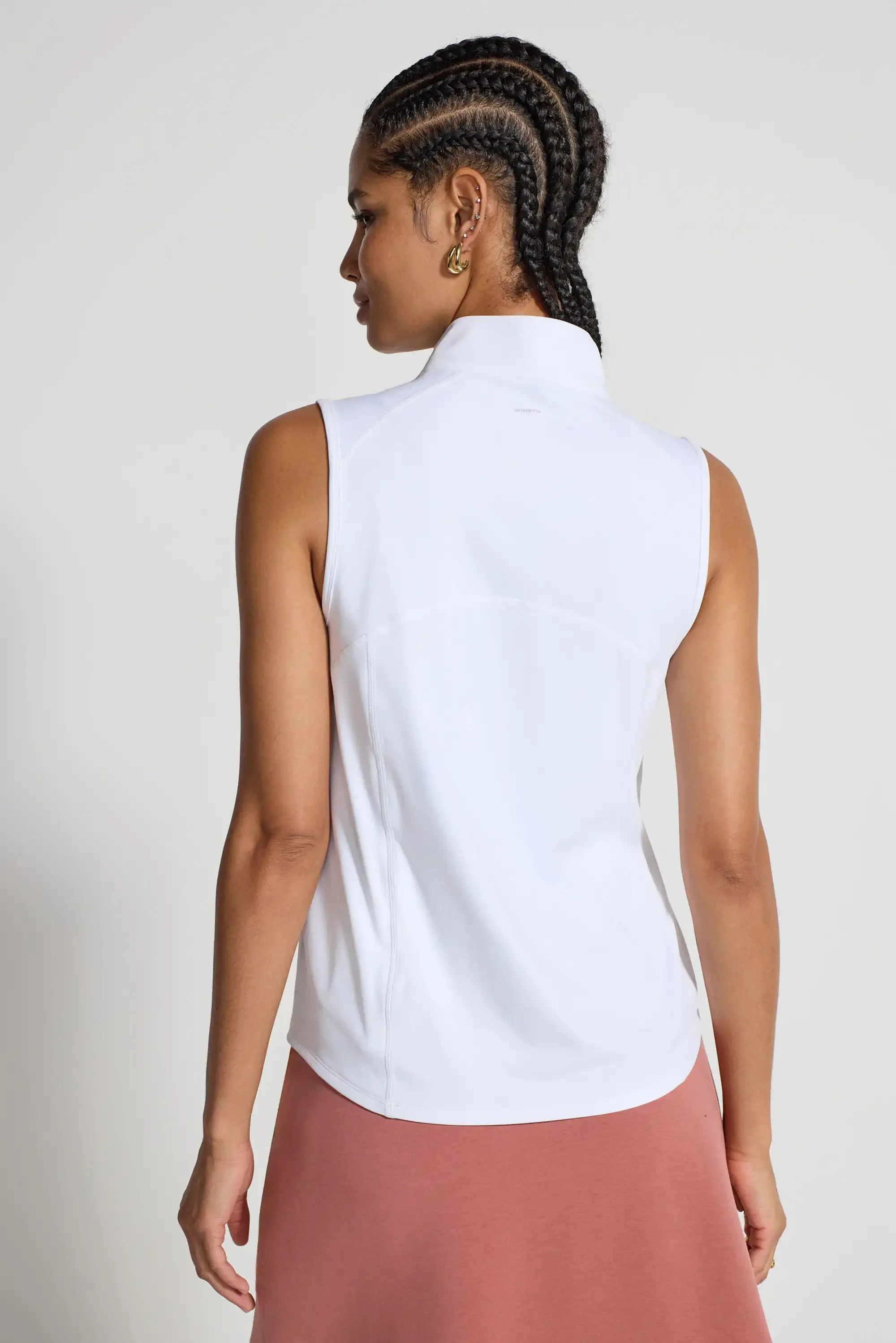 The Active Stretch GRS Certified Recycled Nylon 1/2 Zip Tank - White sold by Mondetta product image thumbnail 3