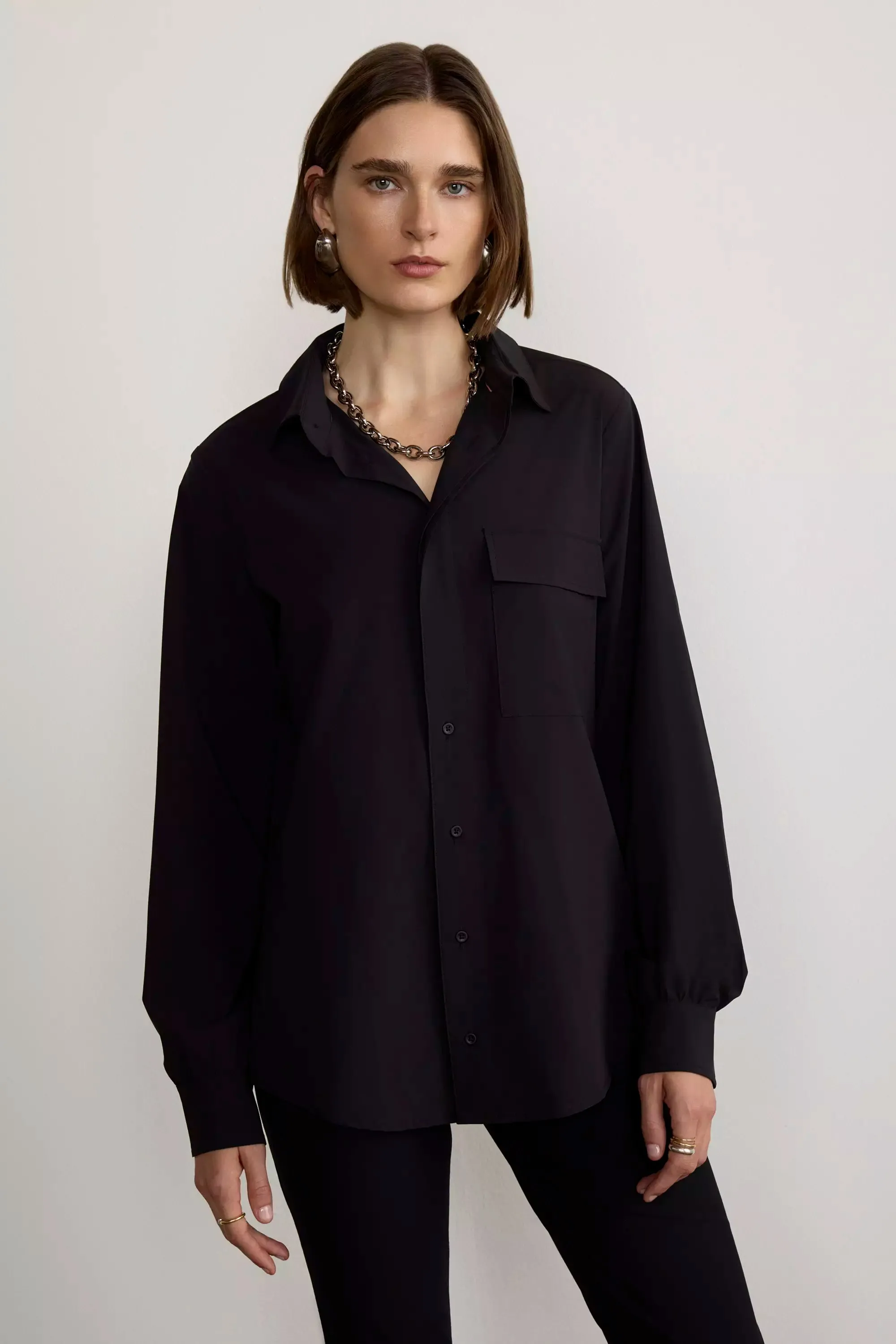 Resource Relaxed Blouse with Pleated Sleeve Cuff Detail - Black sold by Mondetta product image thumbnail 2