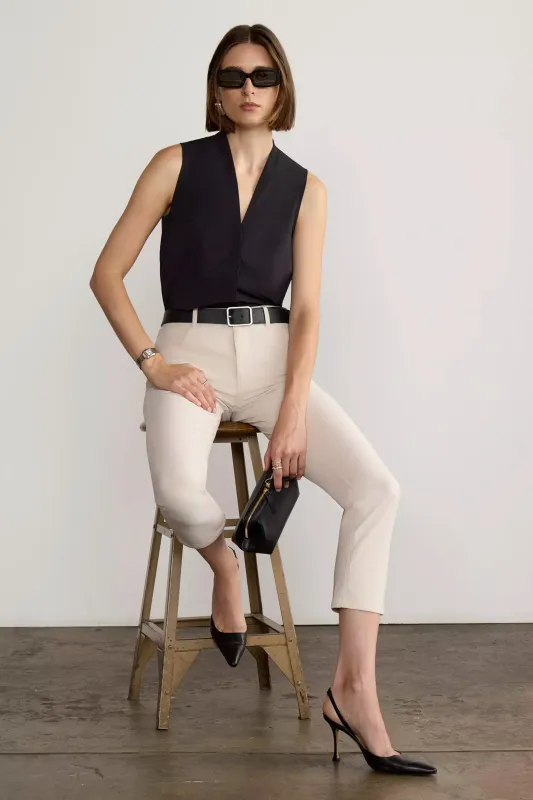 Resource Sleeveless V-Neck Blouse with Pleats - Black sold by Mondetta